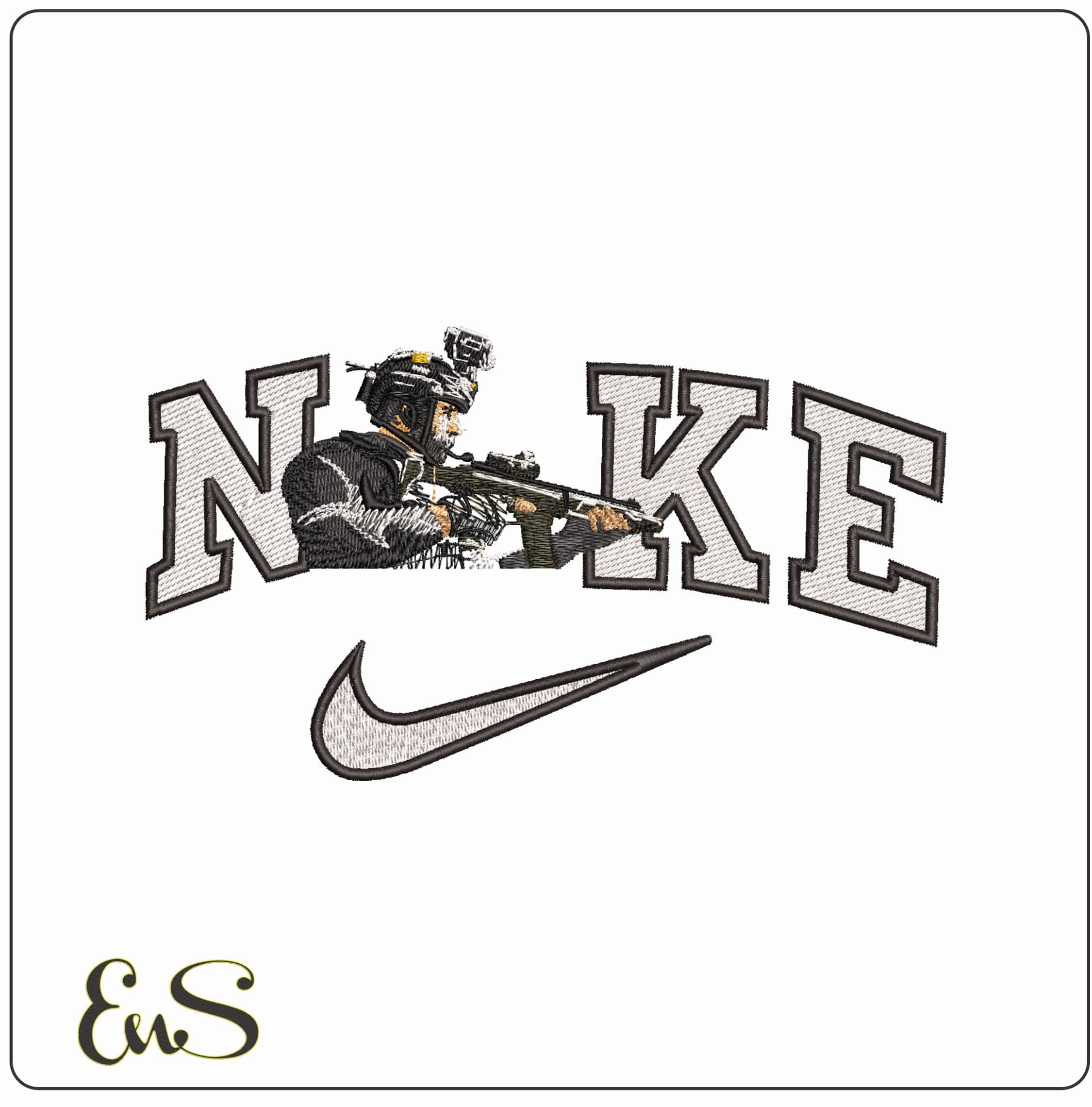 Nike Modern Soldier Ready for War- Elegant embroidery design file - instant download