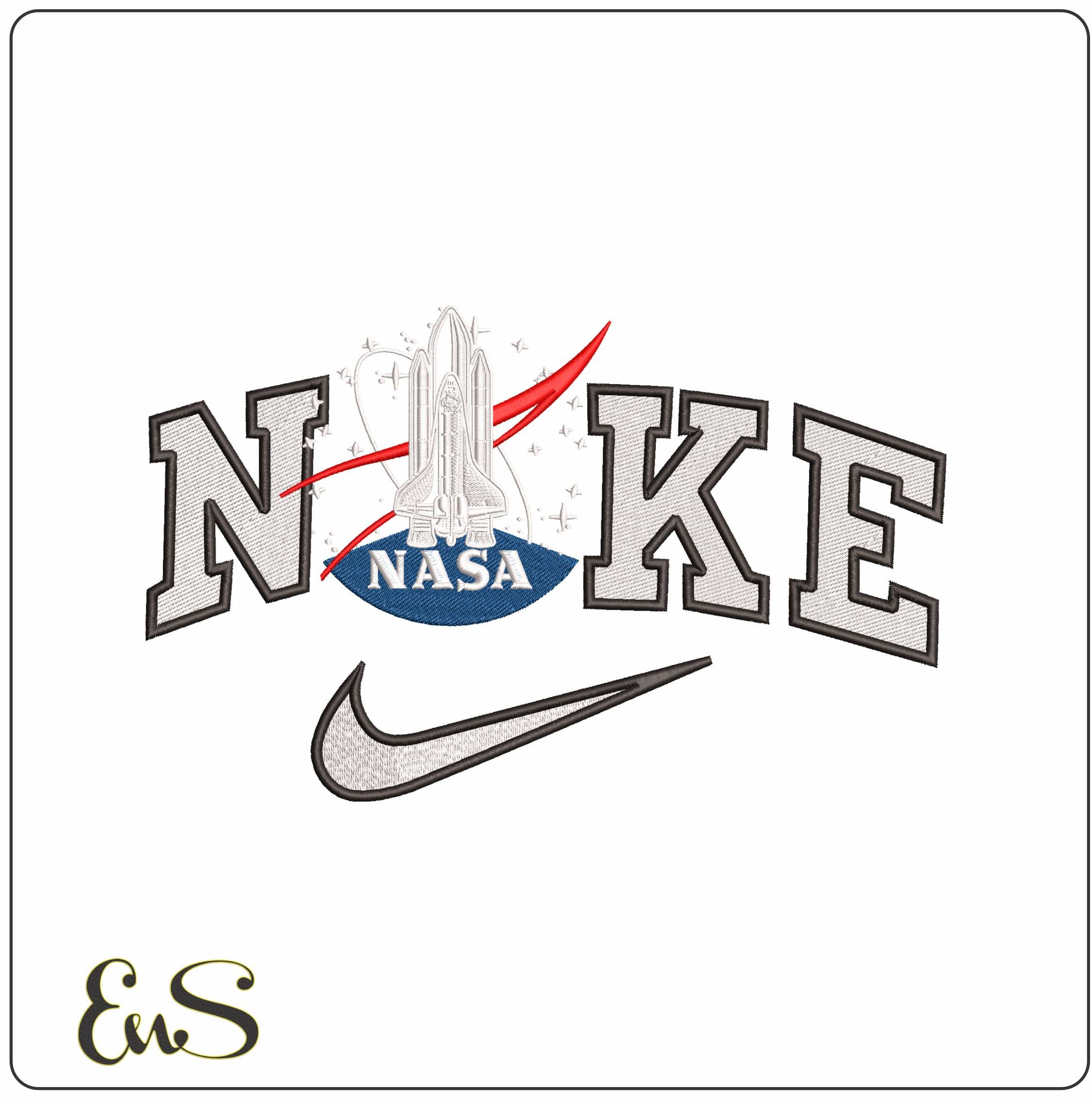Nike Nasa Logo- Elegant embroidery design file - instant download