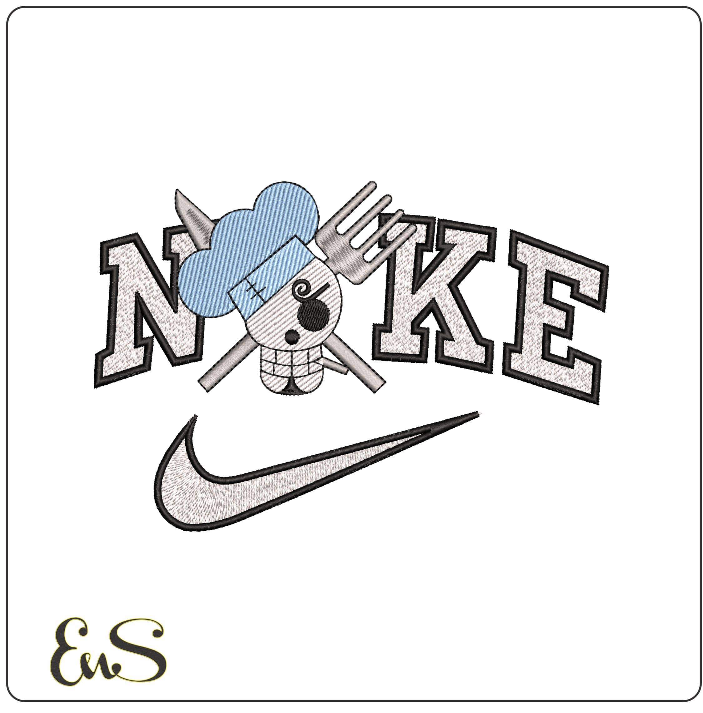 Nike One Piece Chef- Elegant embroidery design file - instant download