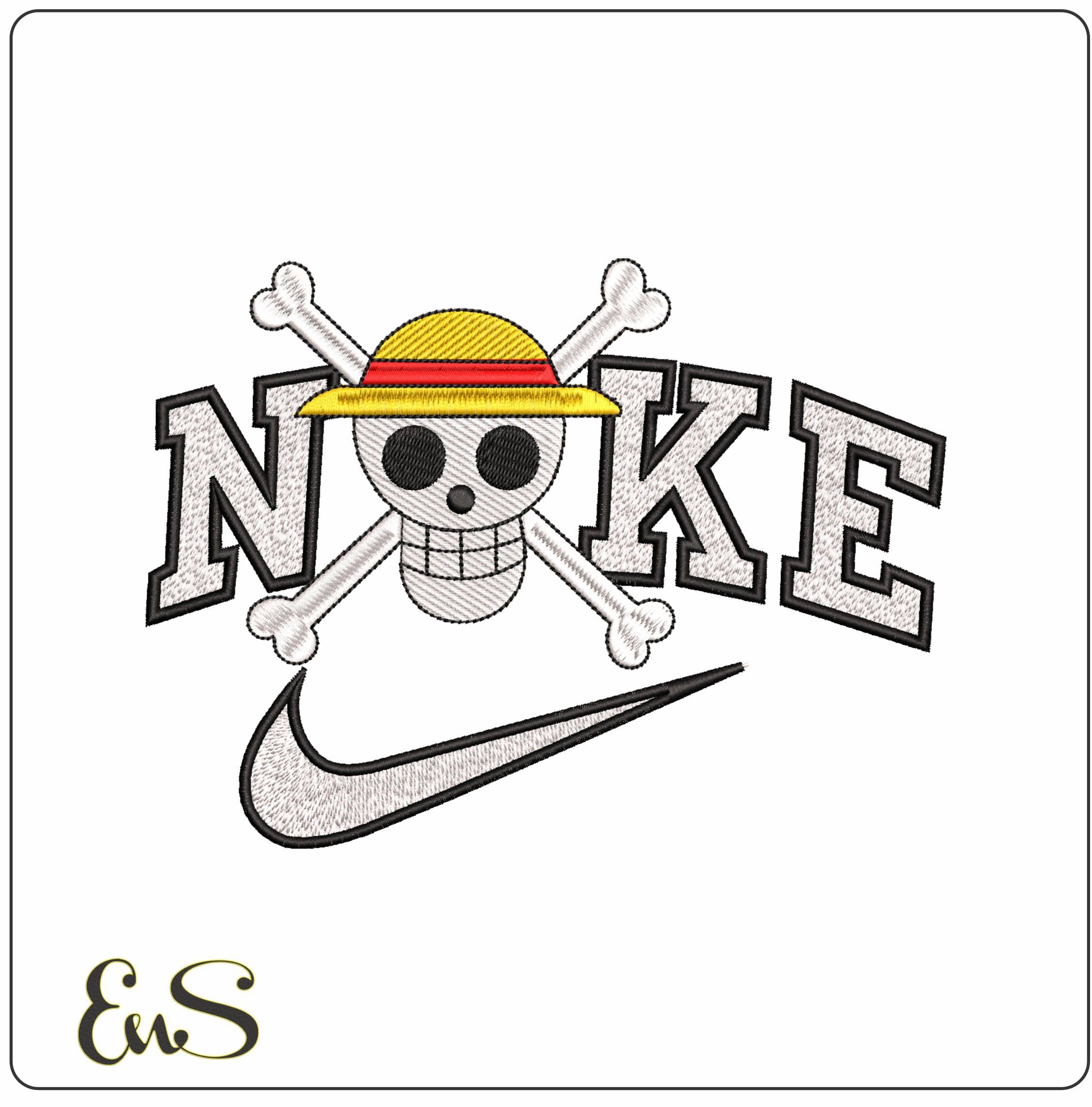 Nike One Piece Original- Elegant embroidery design file - instant download