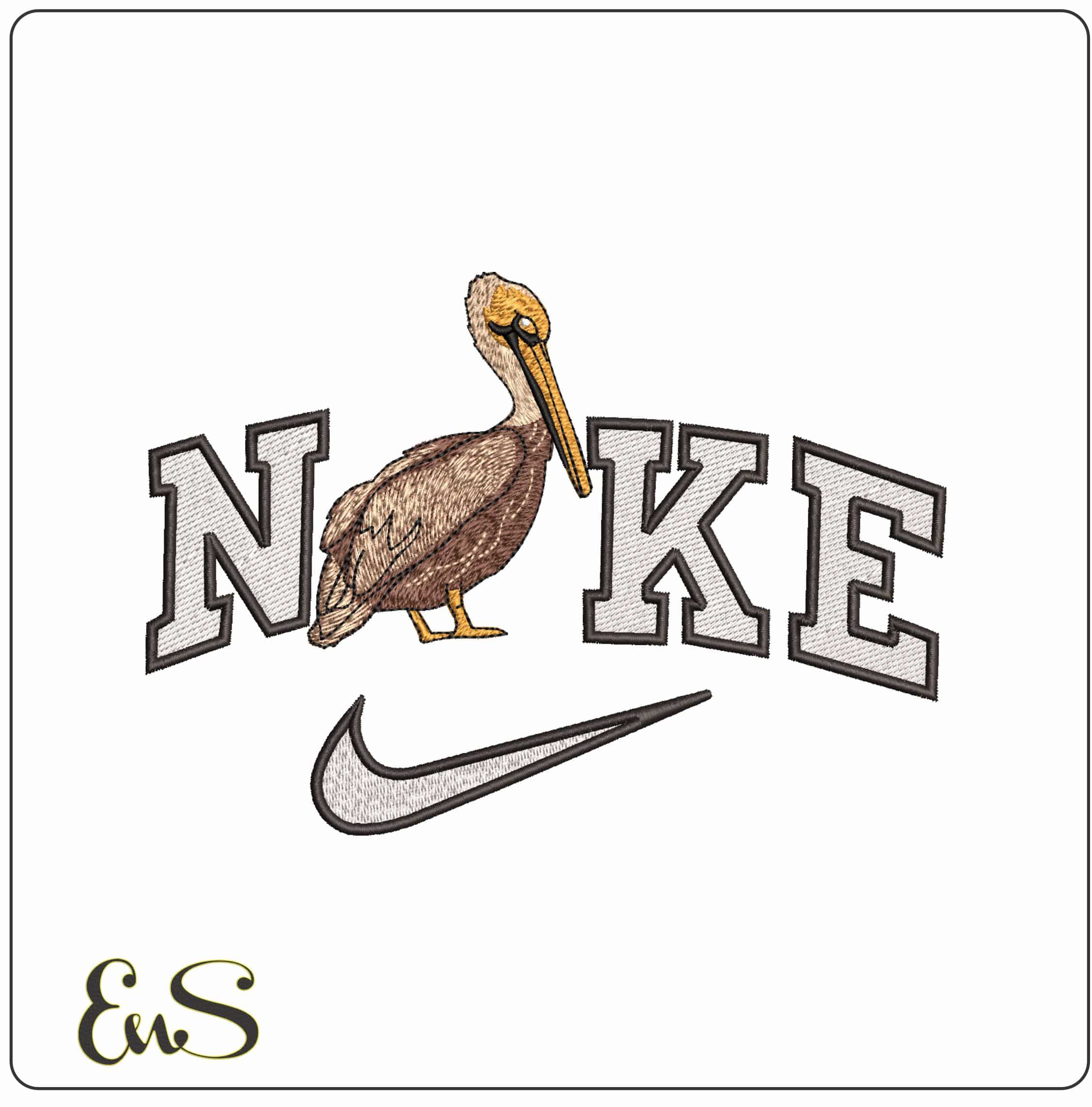 Nike Pelican- Elegant embroidery design file - instant download
