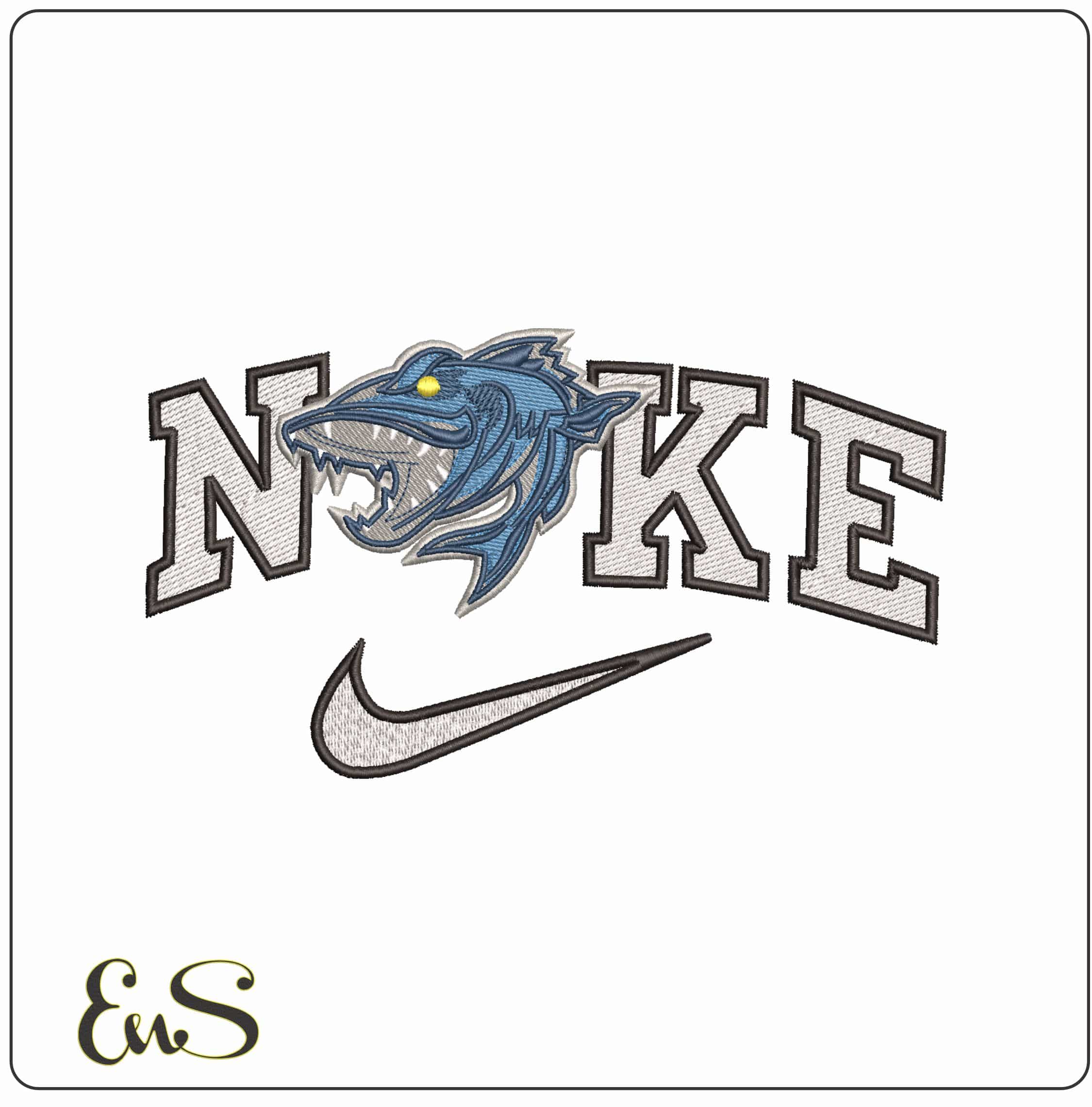 Nike Pike- Elegant embroidery design file - instant download