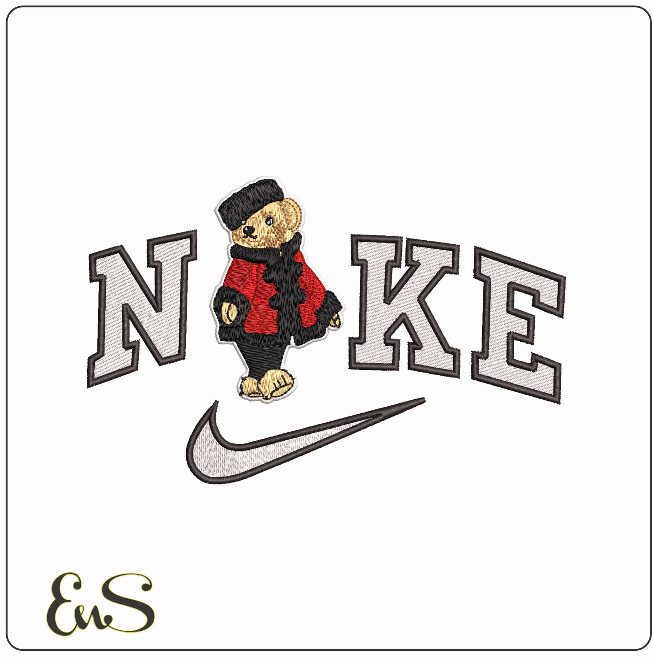 Nike Ralph Lauren Bear girl in Firs- Elegant embroidery design file - instant download