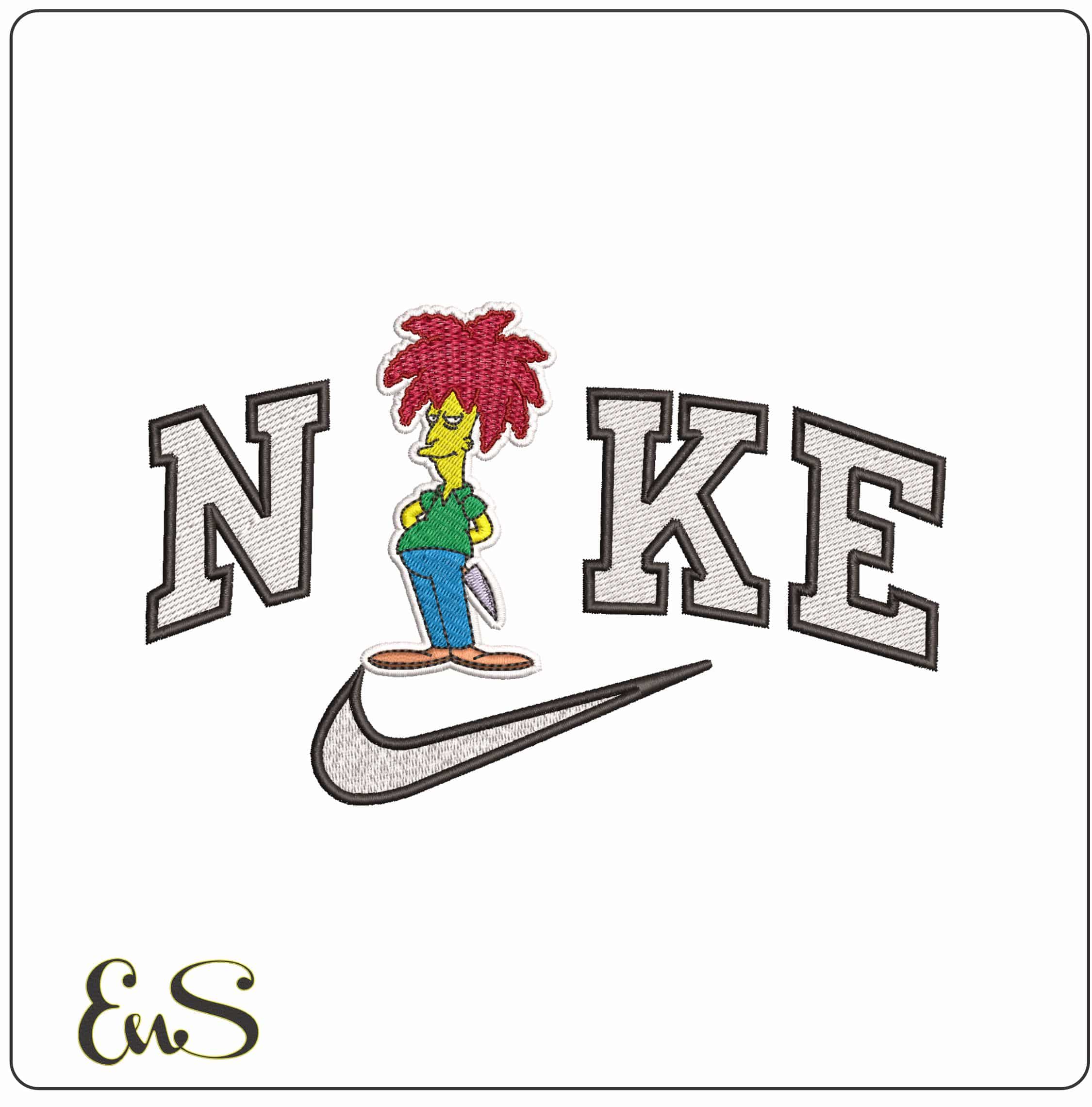 Nike Sideshow Bob The Simpsons- Elegant embroidery design file - instant download