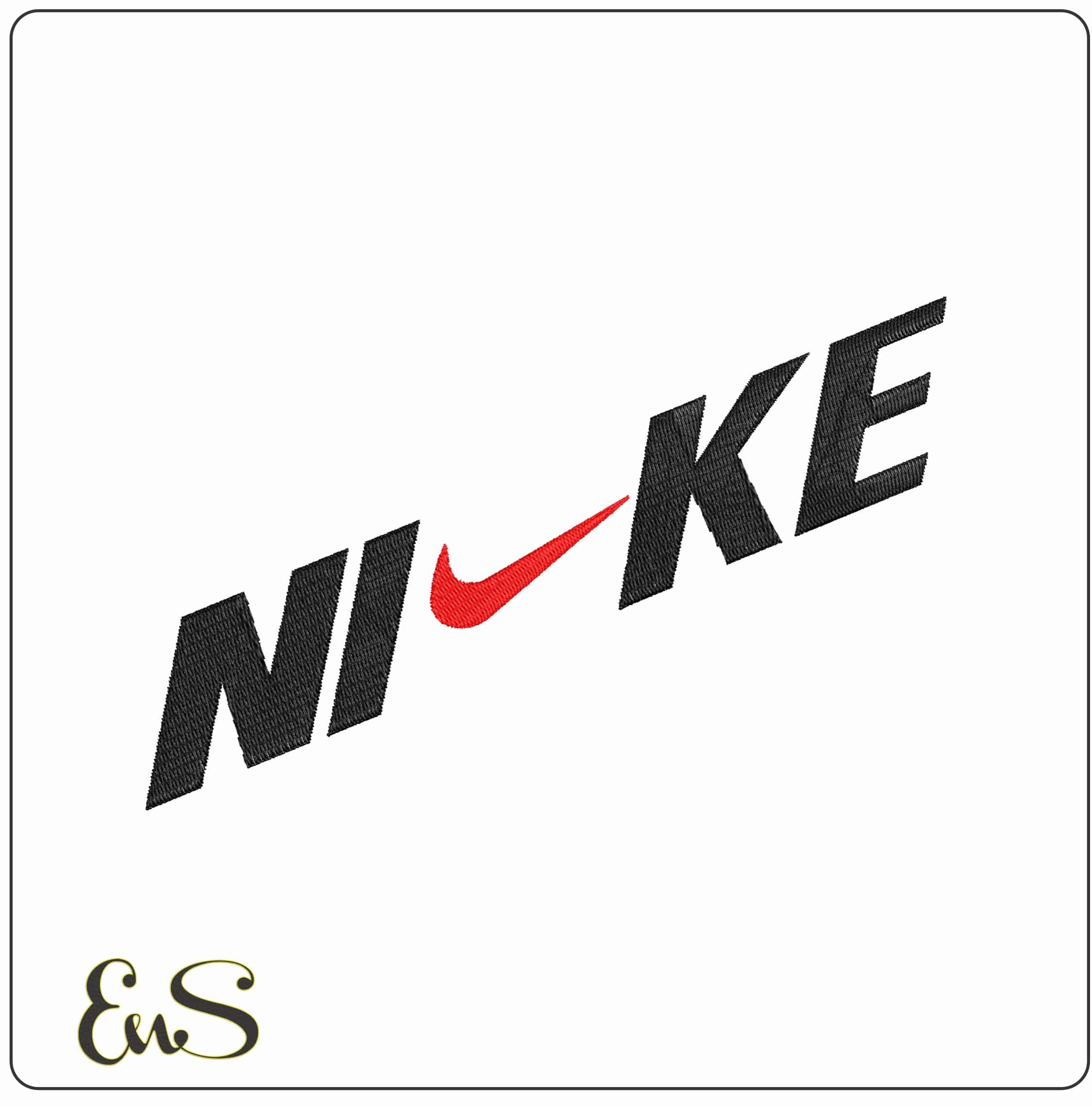 Nike Slanted Logo- Elegant embroidery design file - instant download
