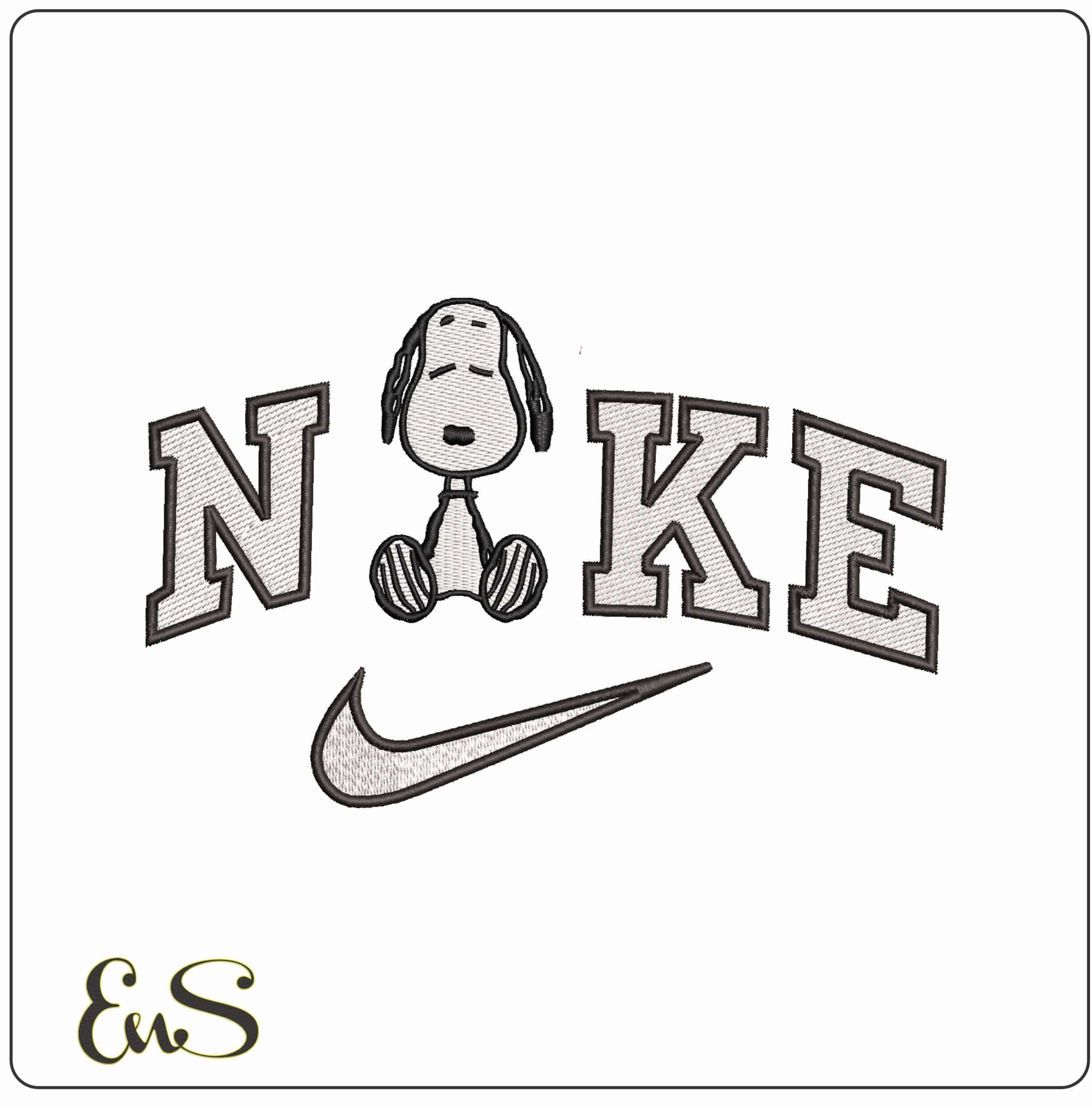 Nike Snoopy Sitting- Elegant embroidery design file - instant download