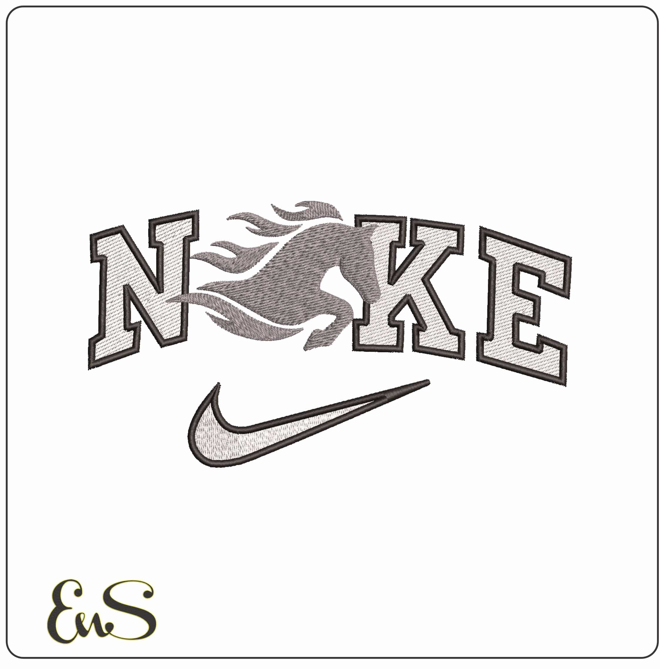 Nike Speeding Horse- Elegant embroidery design file - instant download