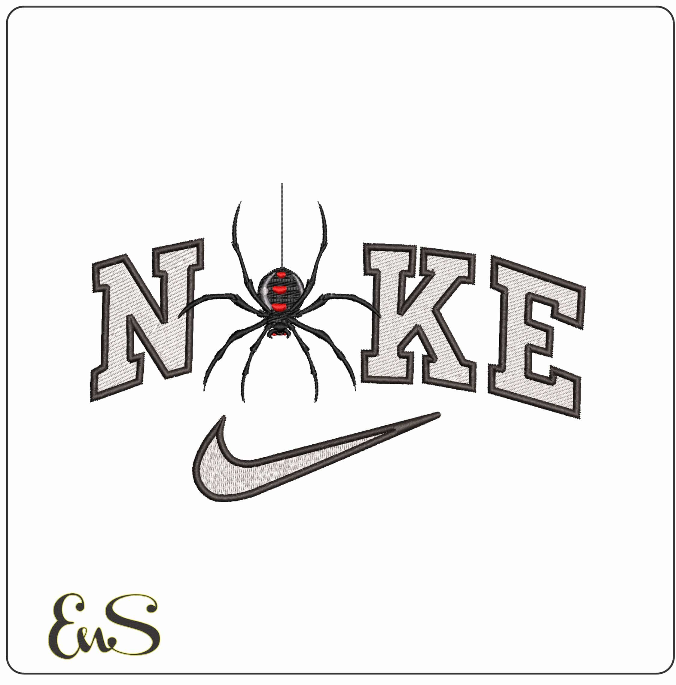 Nike Spider on thread- Elegant embroidery design file - instant download