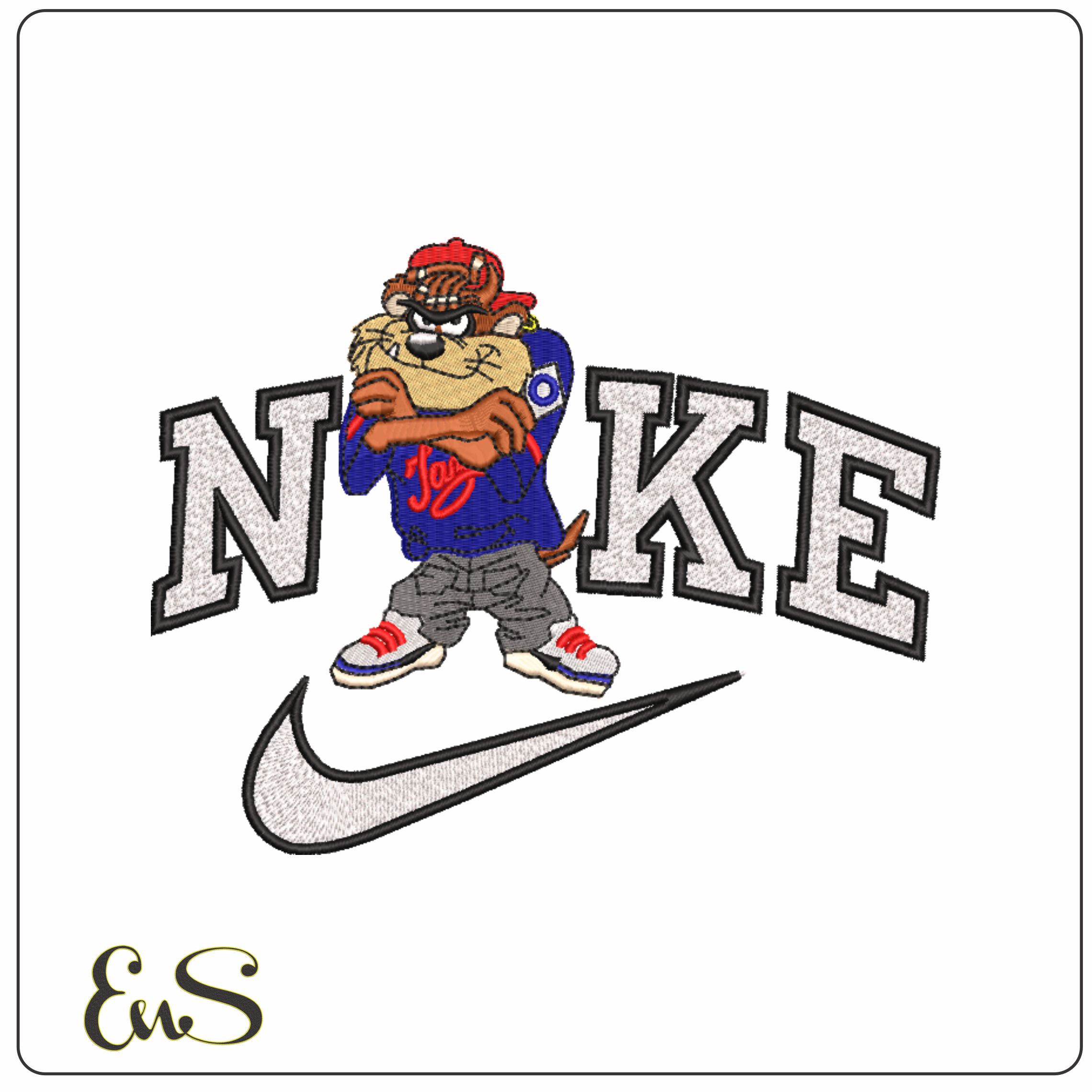 Nike Taz Street Looney Tunes- Elegant embroidery design file - instant download
