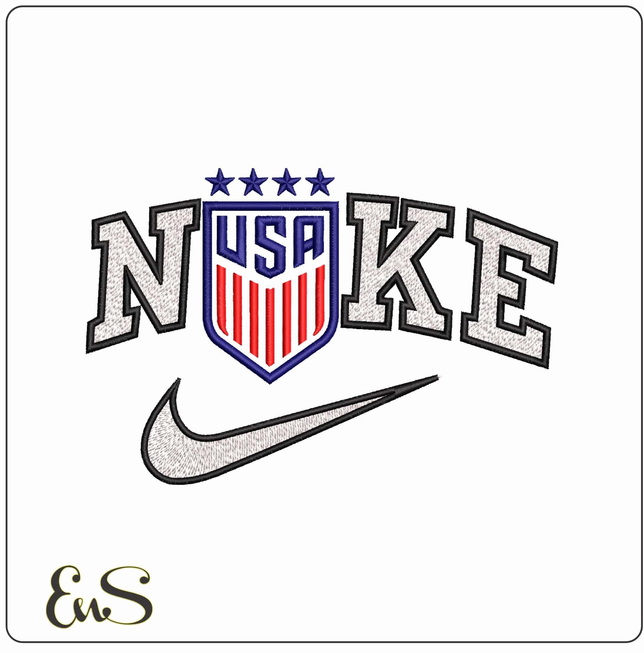 Nike USA 4 Stars - Elegant embroidery design file - instant download