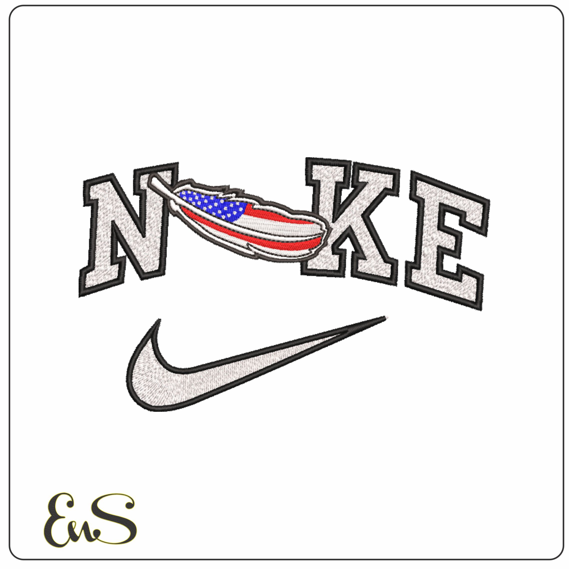 Nike USA Feather - Elegant embroidery design file - instant download