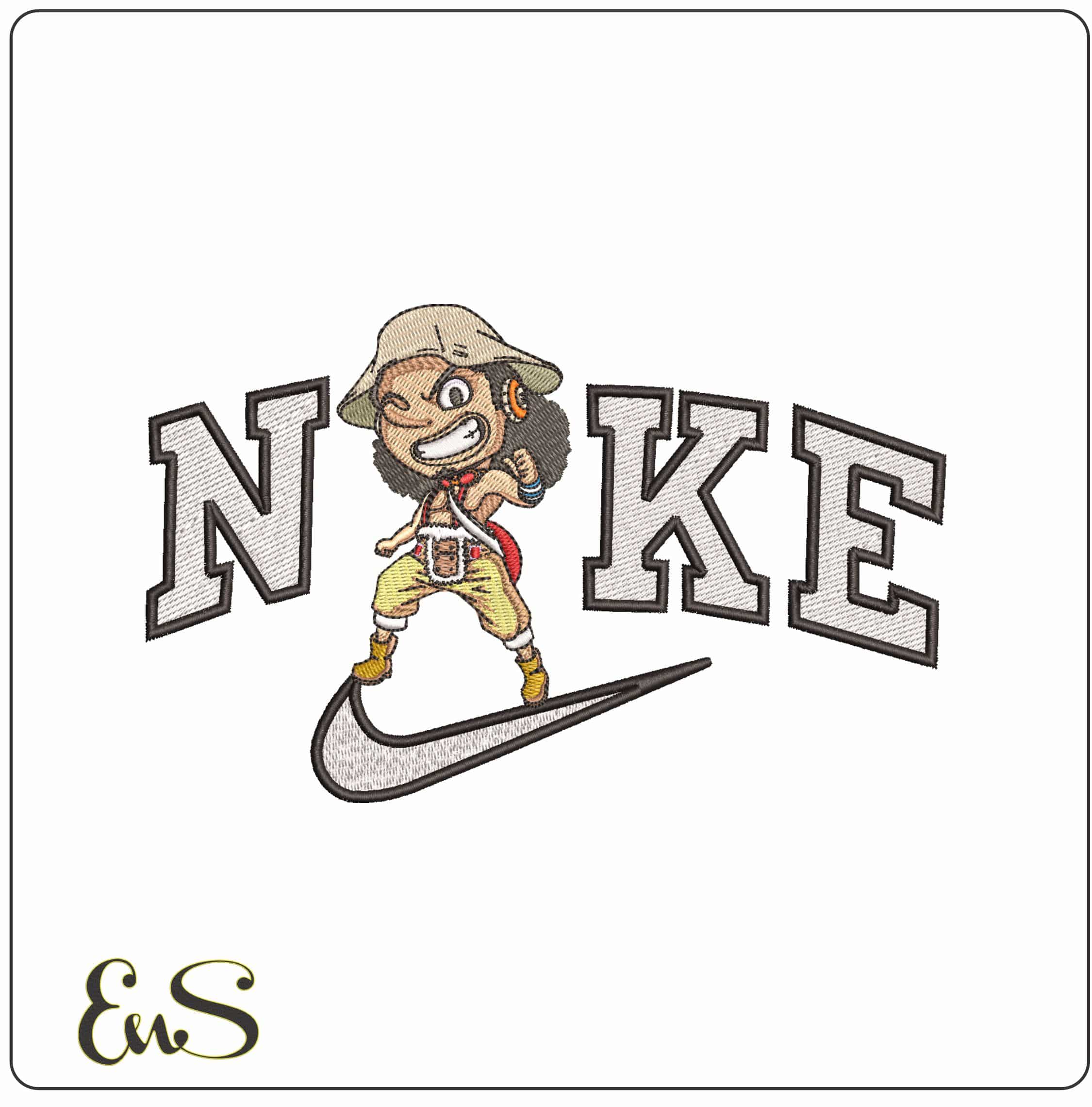 Nike Usopp One Piece Anime - Elegant embroidery design file - instant download