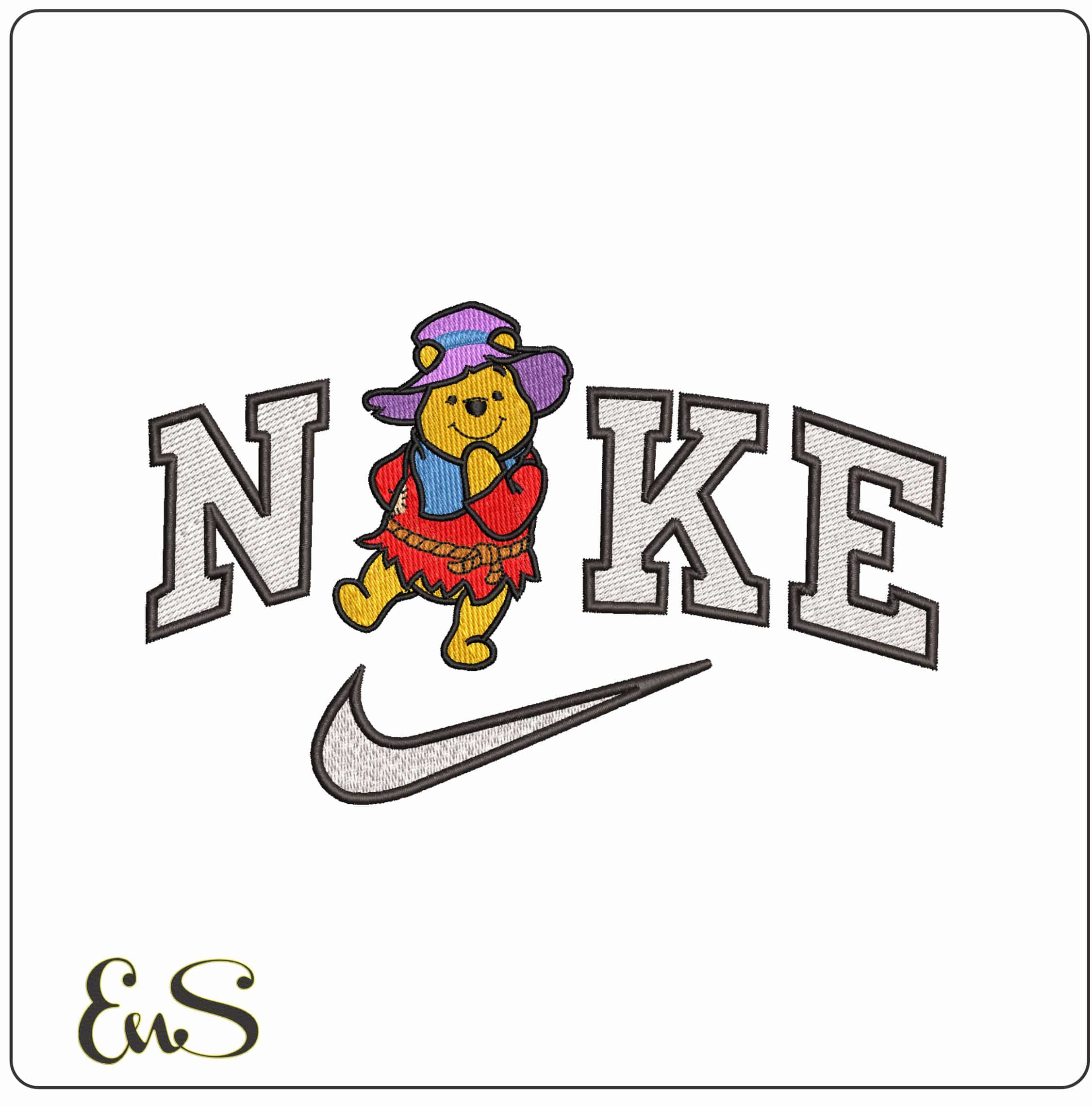 Nike Winnie the Pooh Scarecrow - Elegant embroidery design file - instant download