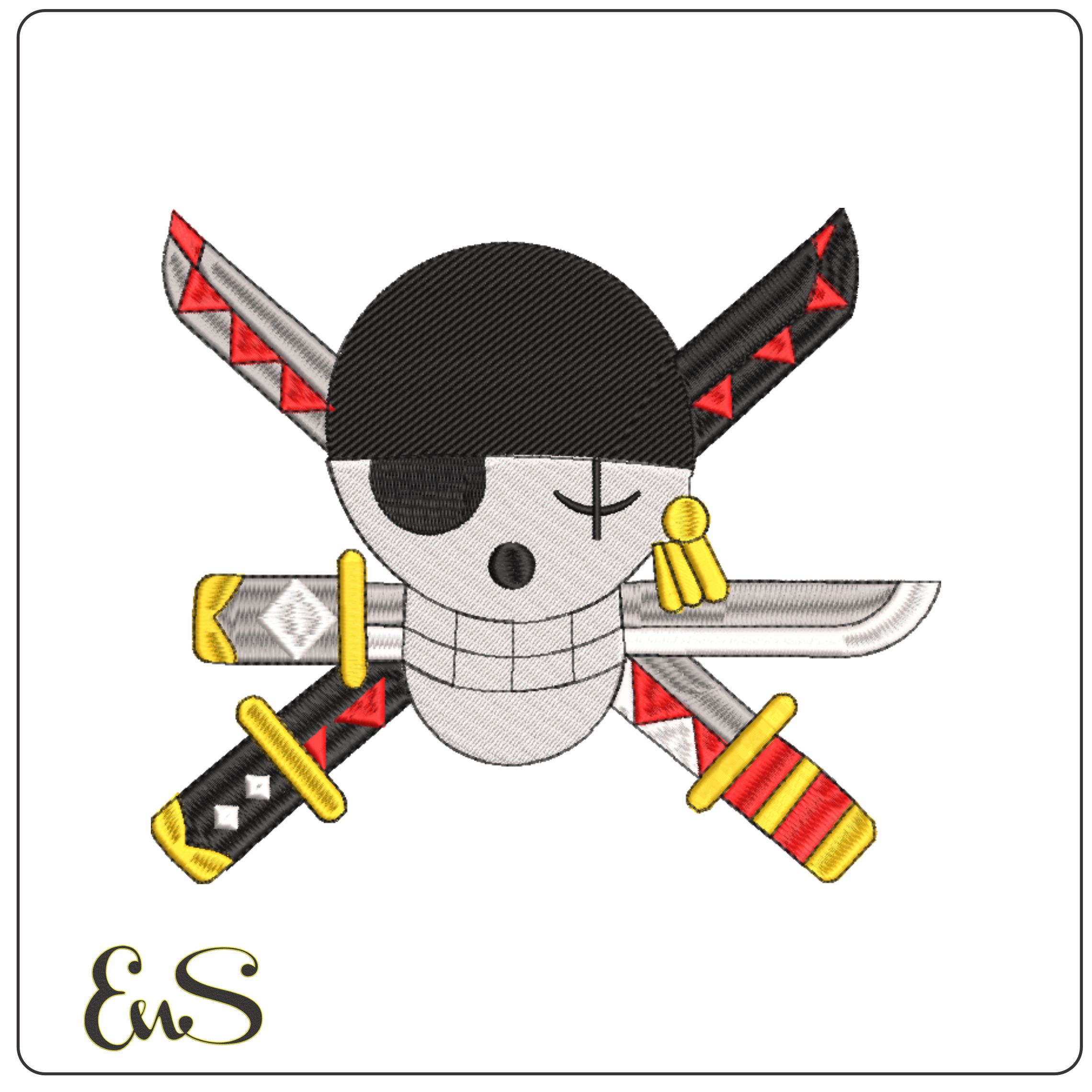 One Piece Pirate- Elegant embroidery design file - instant download