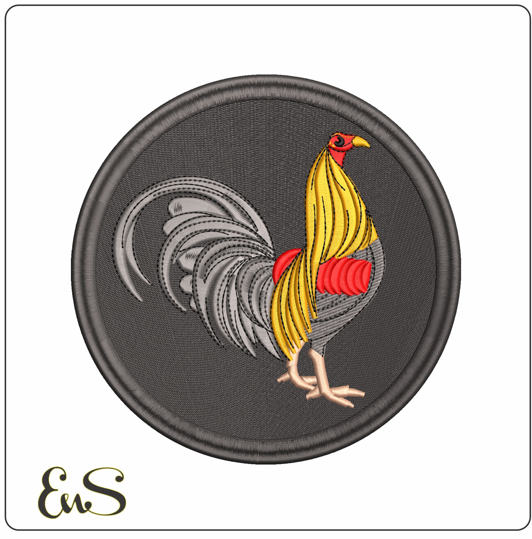 Prize Golden Red Rooster in emblem- Elegant embroidery design file - instant download