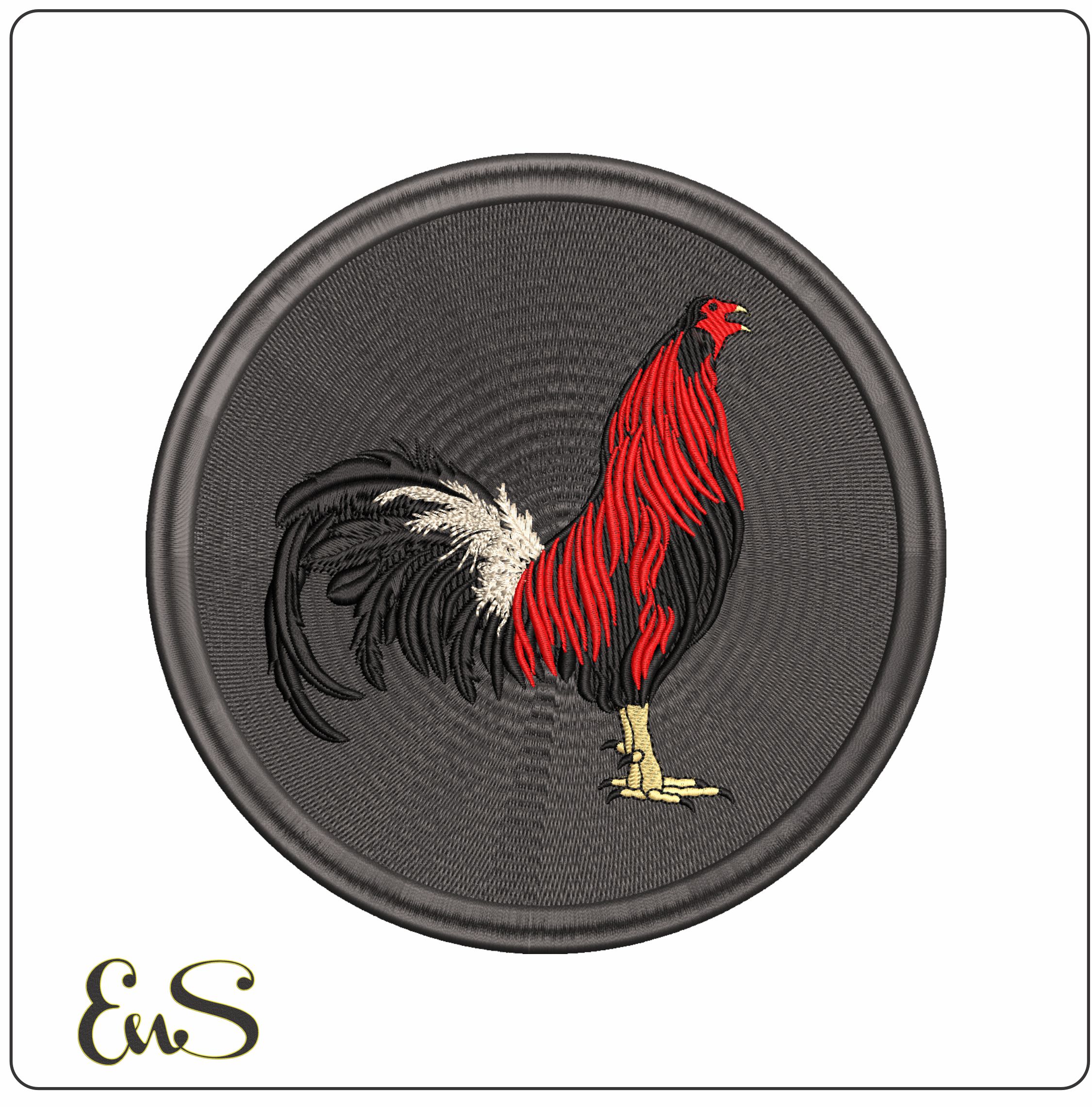 Prize Rooster in emblem- Elegant embroidery design file - instant download