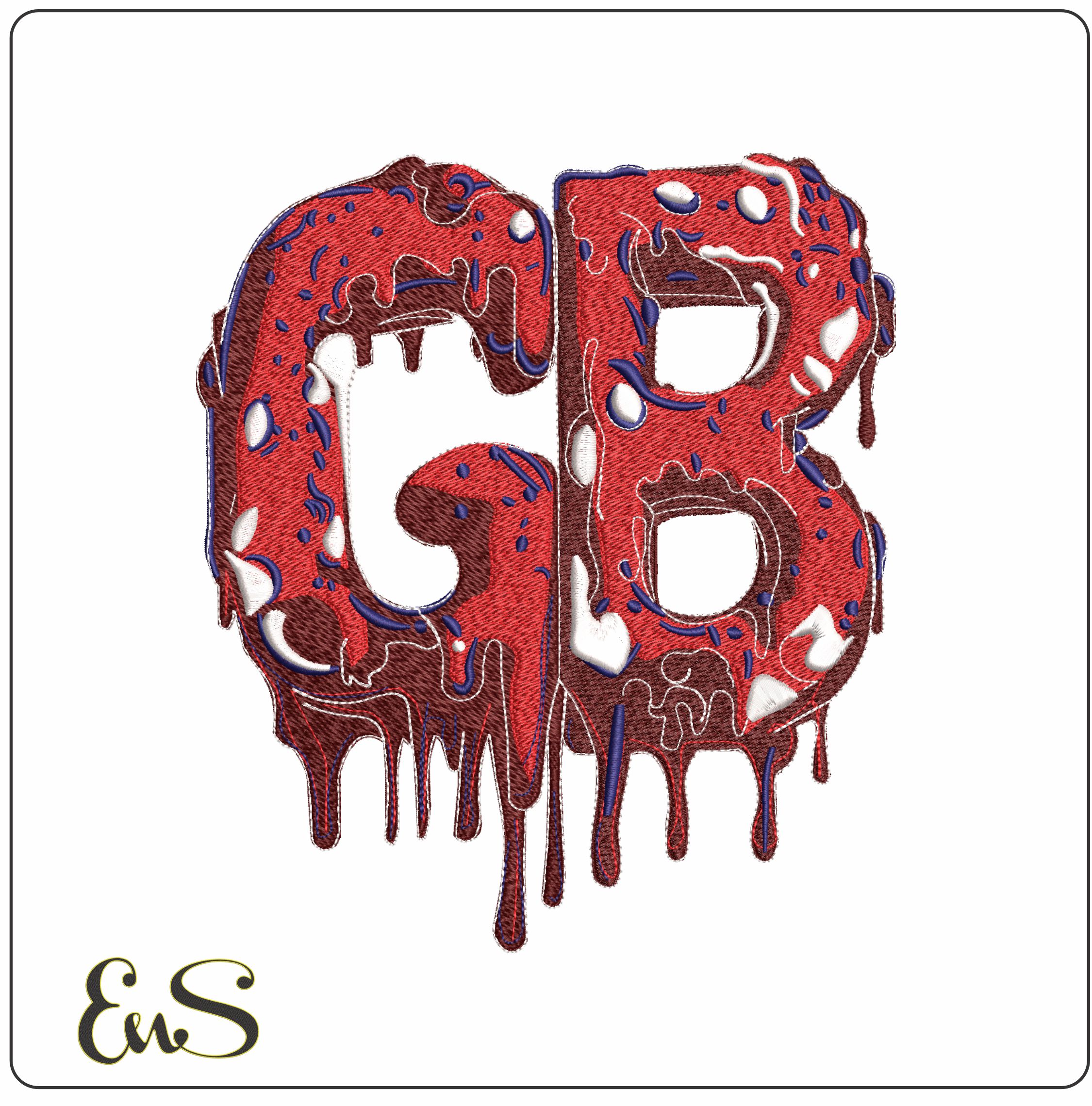 Red White and Blue GB- Elegant embroidery design file - instant download