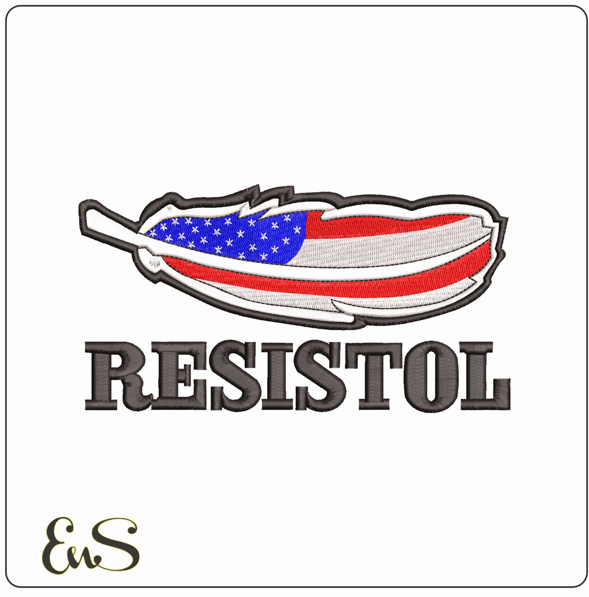 Resistol USA Feather- Elegant embroidery design file - instant download
