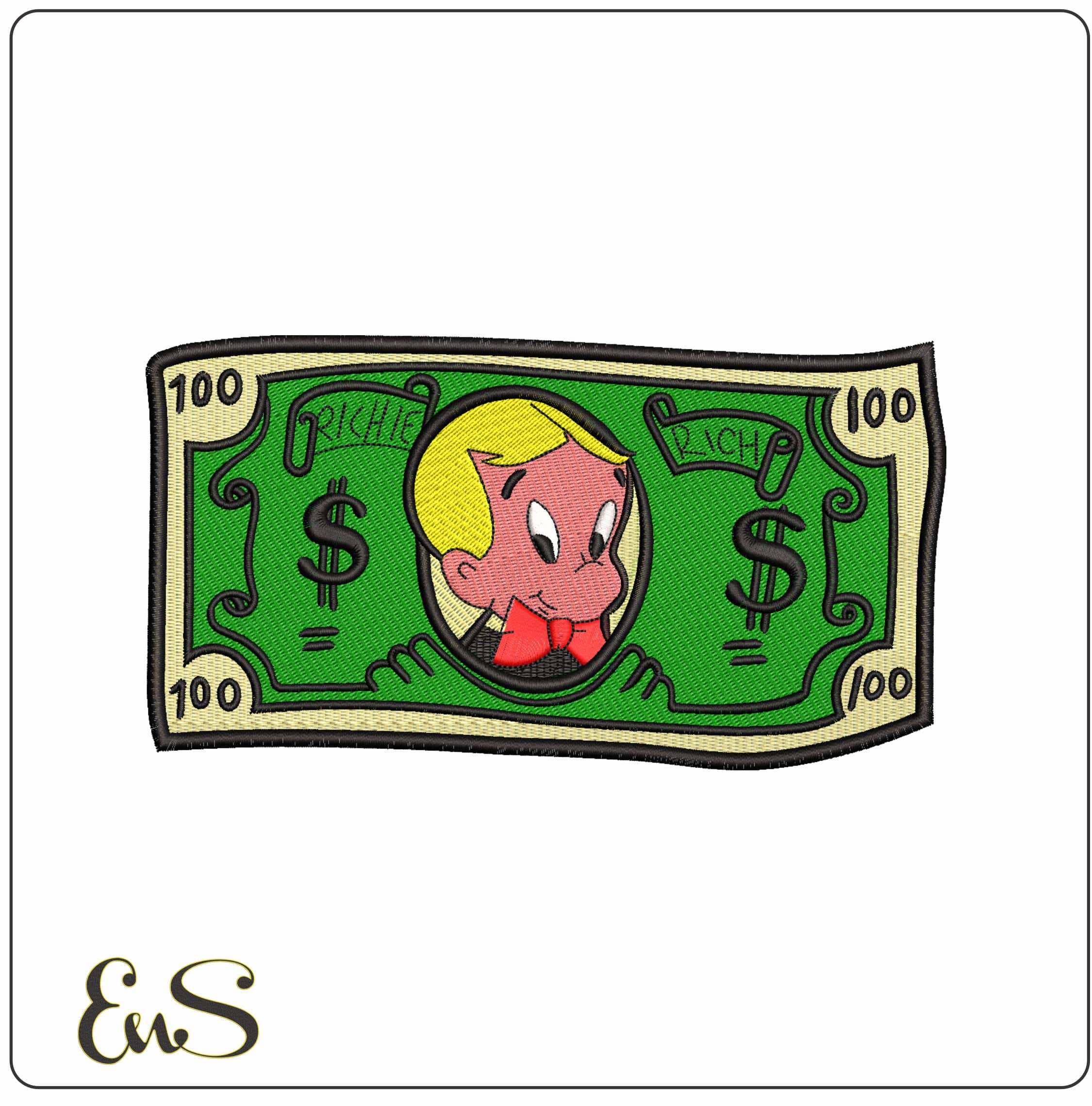 Rich Rich Head on Bill- Elegant embroidery design file - instant download