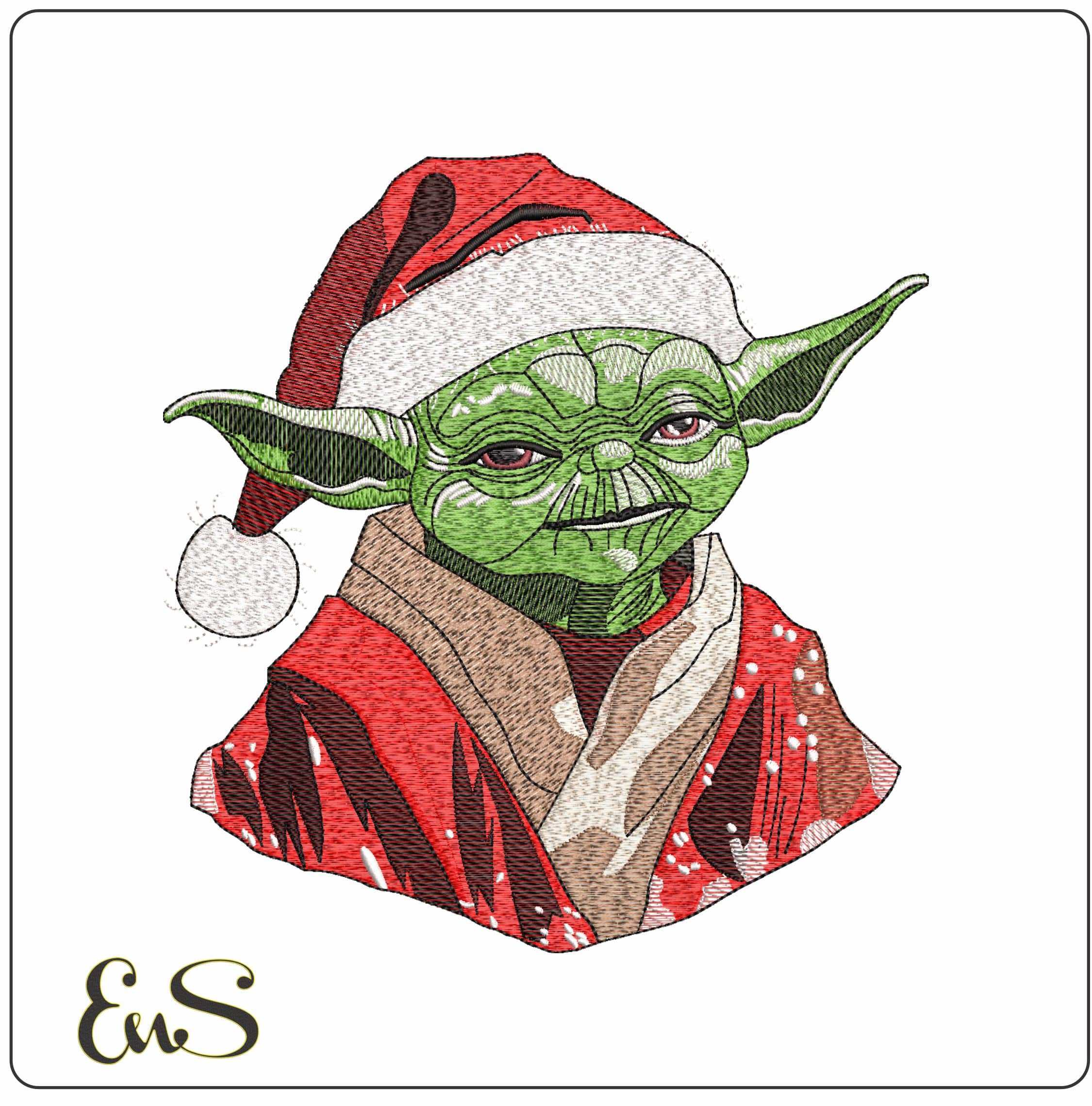 Santa Yoda- Elegant embroidery design file - instant download