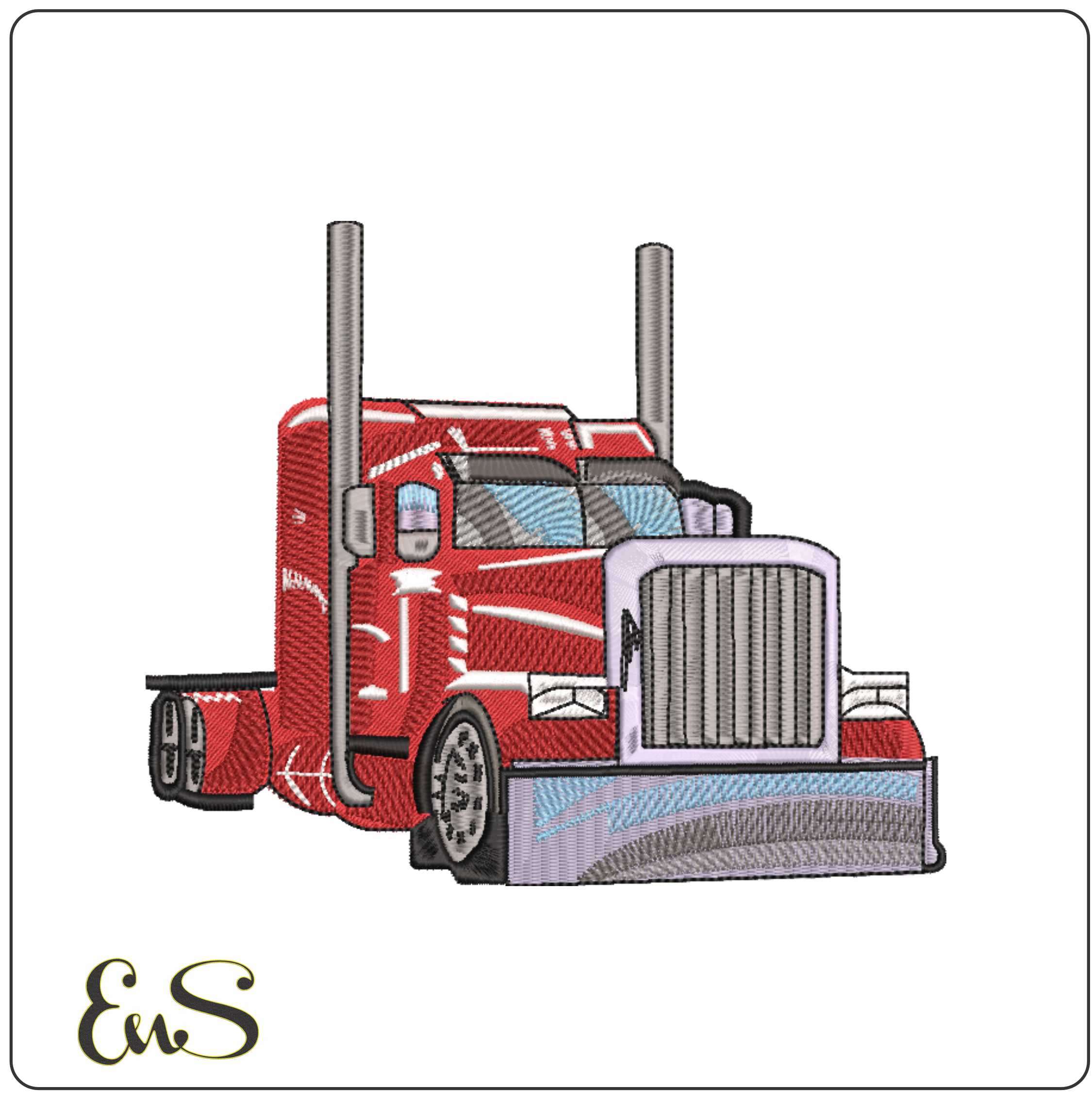 Semi Truck- Elegant embroidery design file - instant download