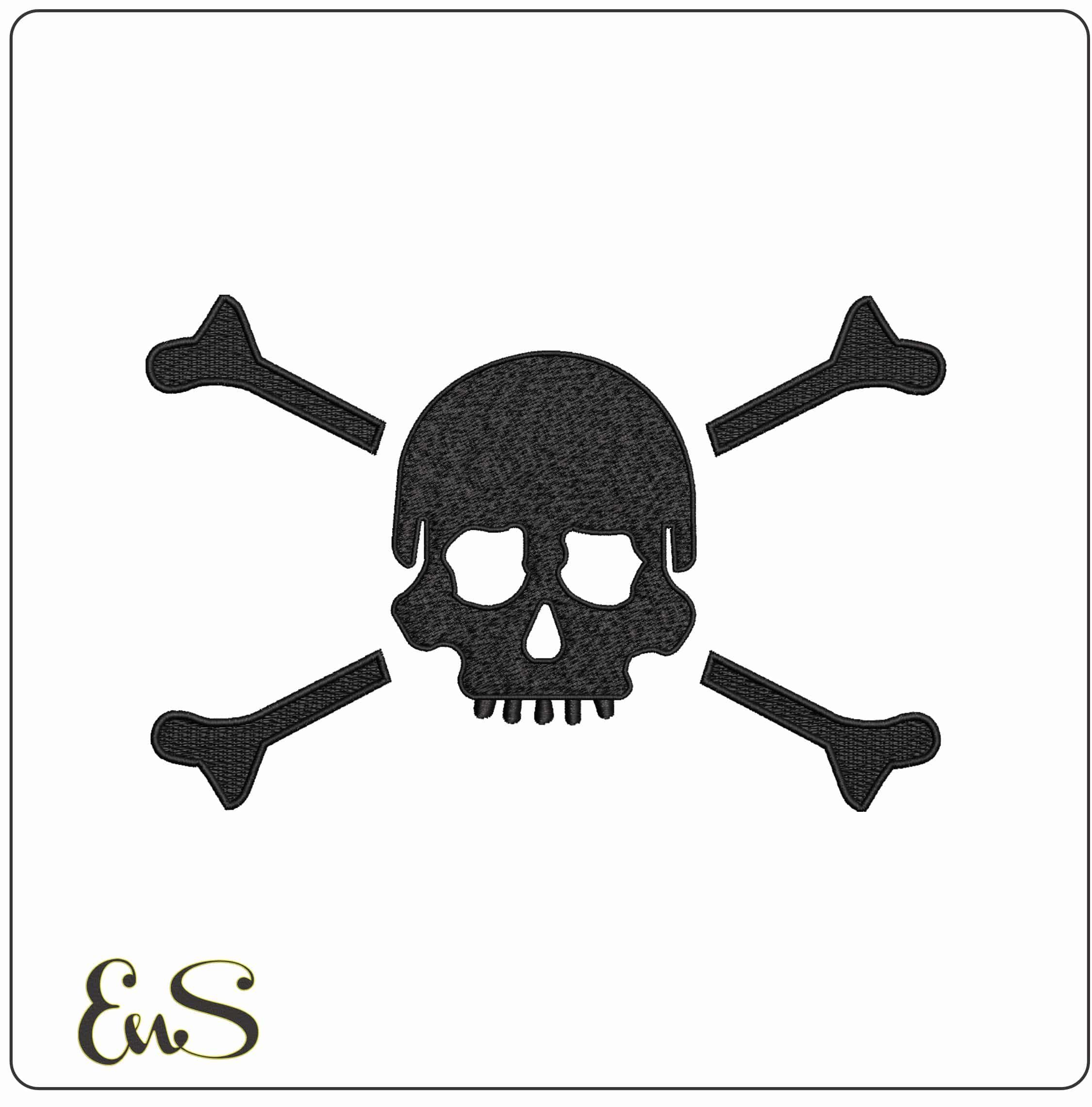 Skull and Cross bones - Elegant embroidery design file - instant download