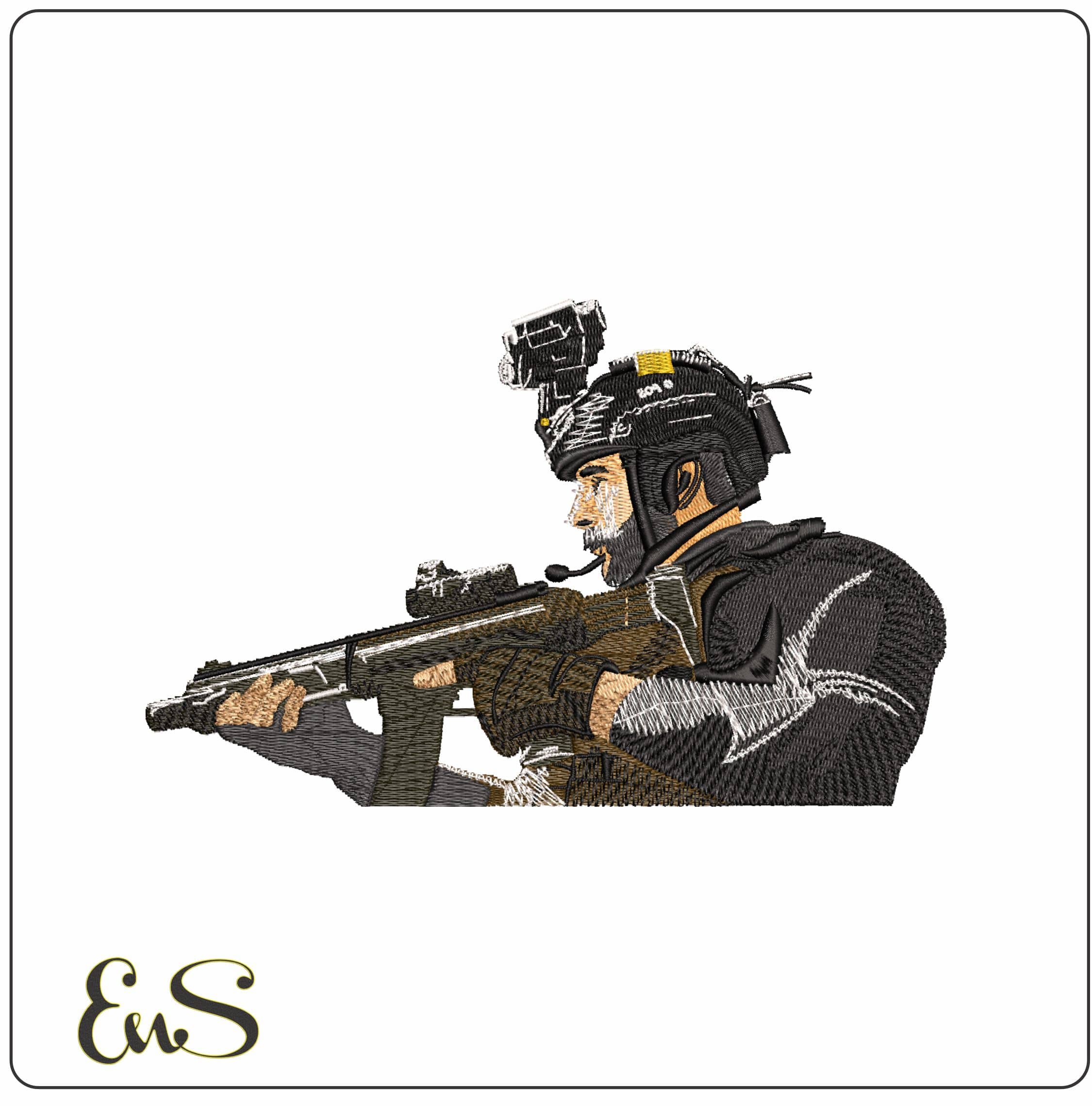 Soldier from Call Of Duty - Elegant embroidery design file - instant download