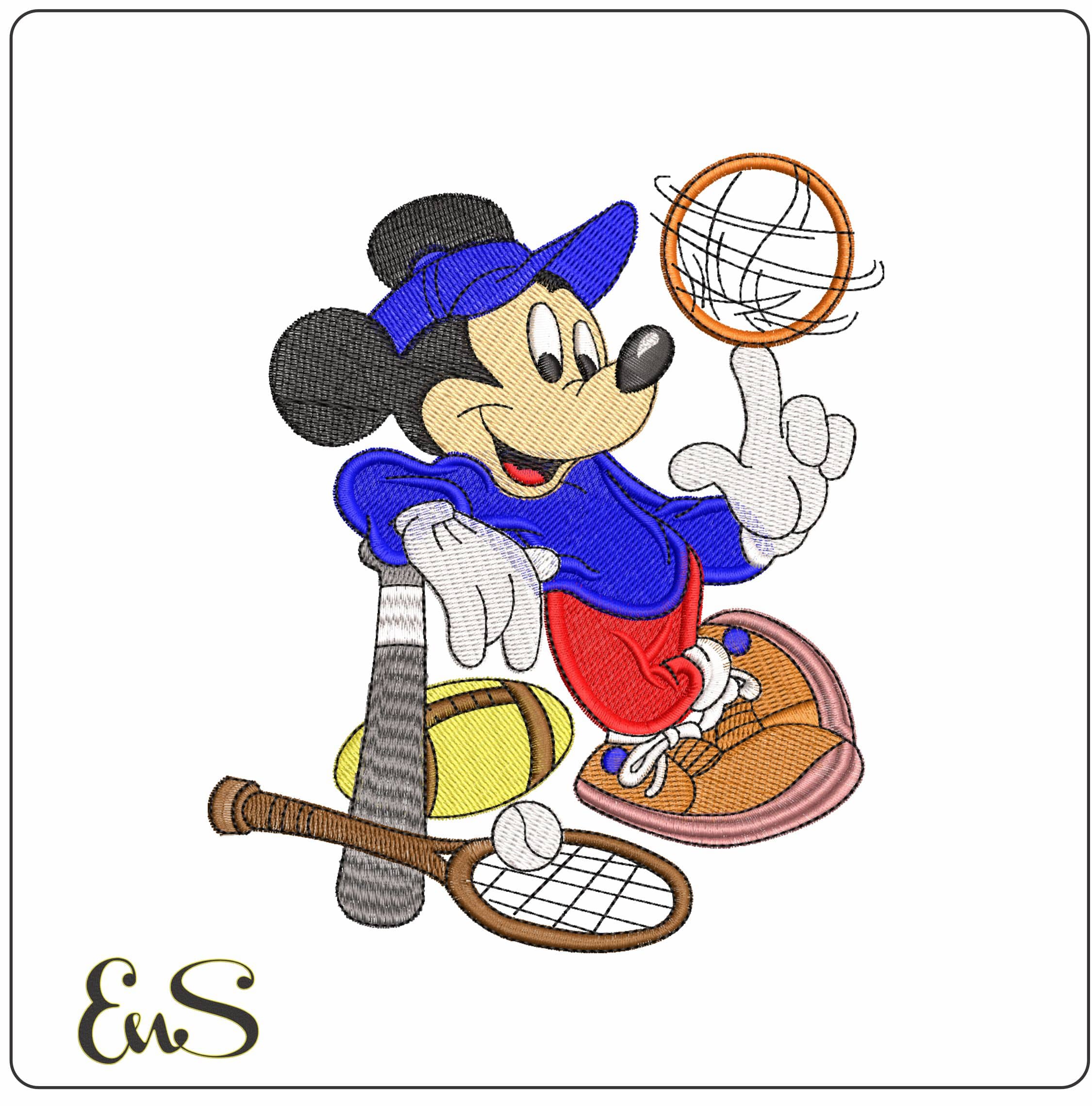 Sports Mickey Mouse - Elegant embroidery design file - instant download