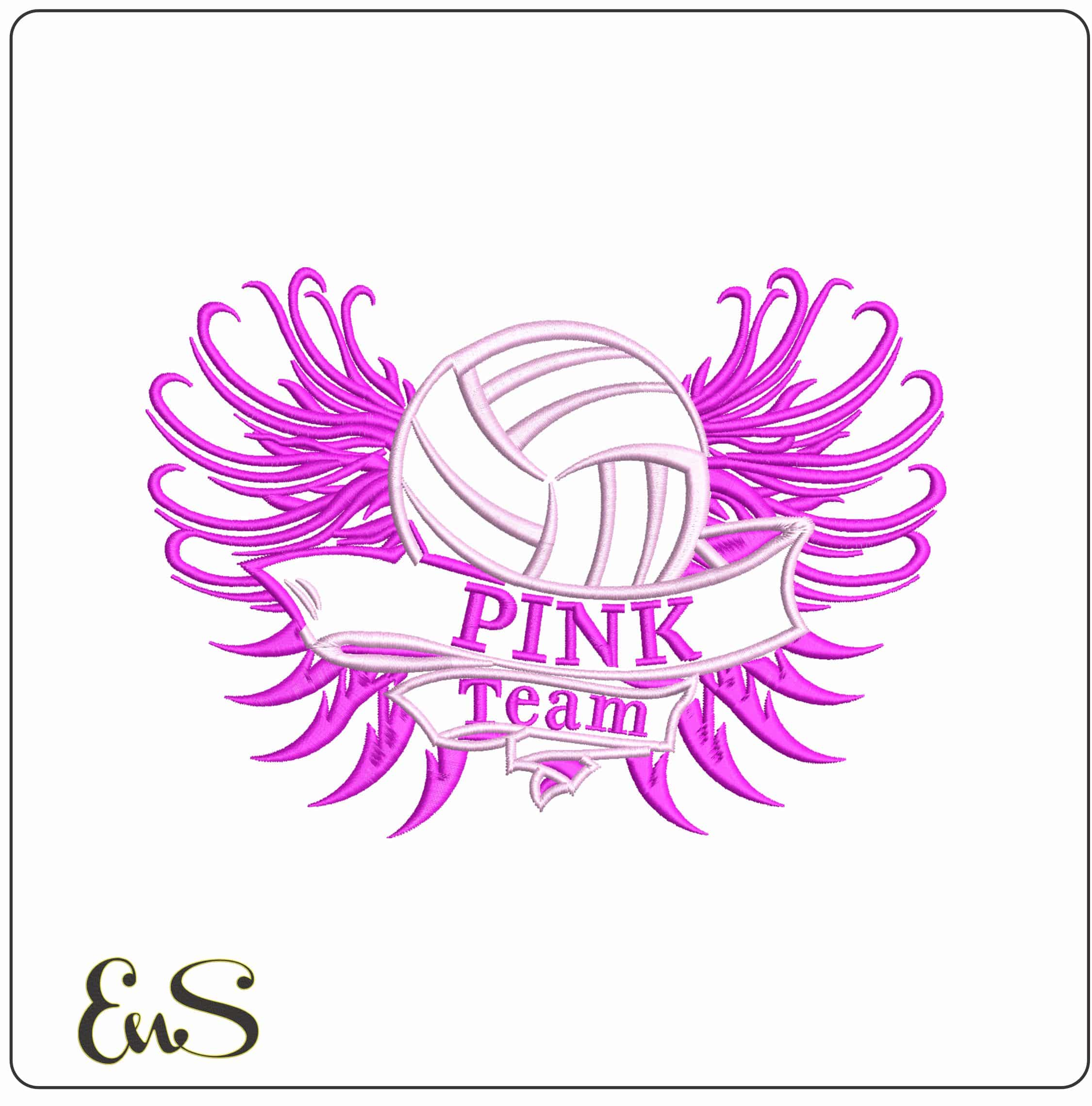 Team Pink Basketball - Elegant embroidery design file - instant download
