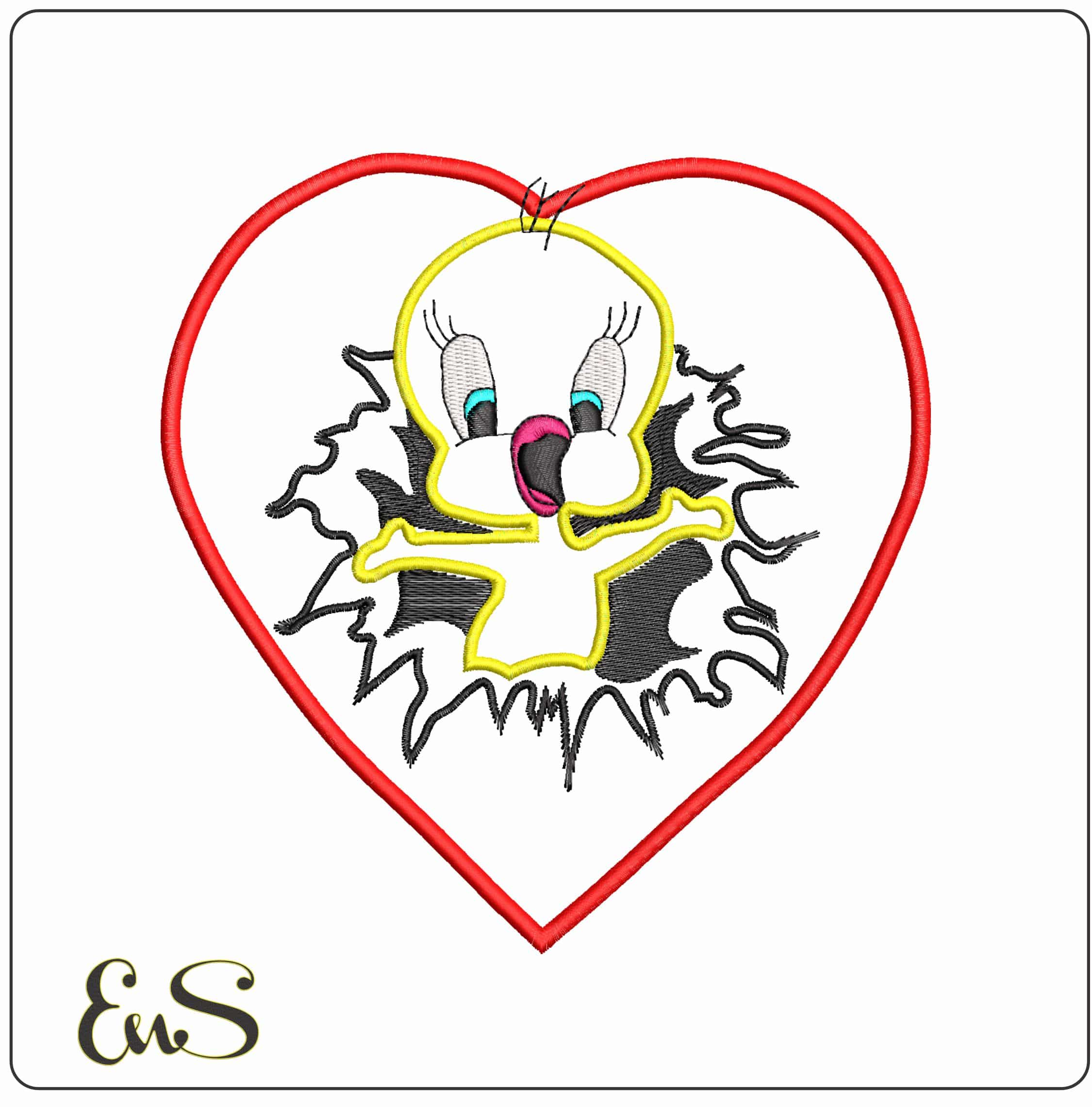Tweety Pie Applique- Elegant embroidery design file - instant download