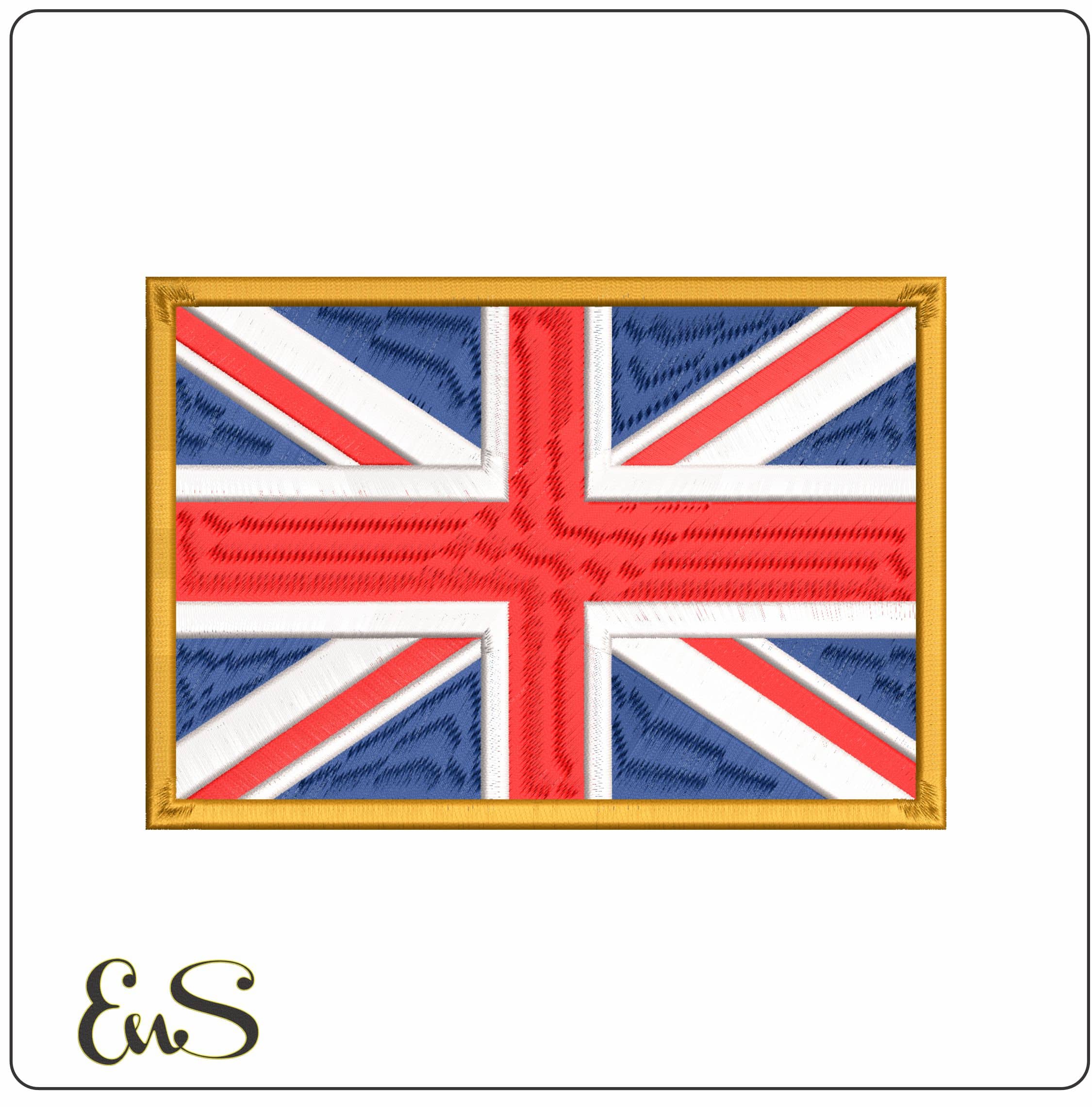 United Kingdom Flag with Border - Elegant embroidery design file - instant download