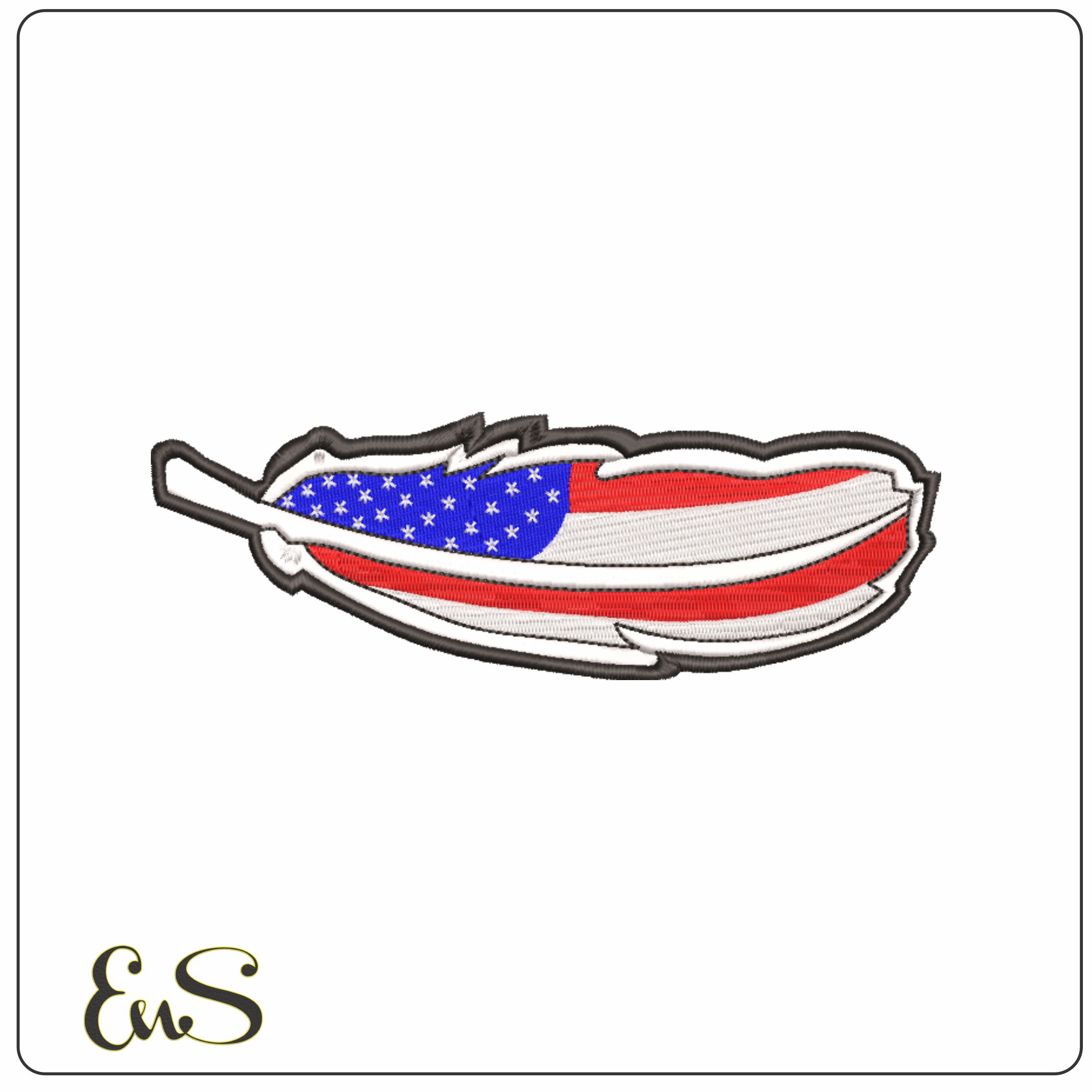 USA Feather- Elegant embroidery design file - instant download