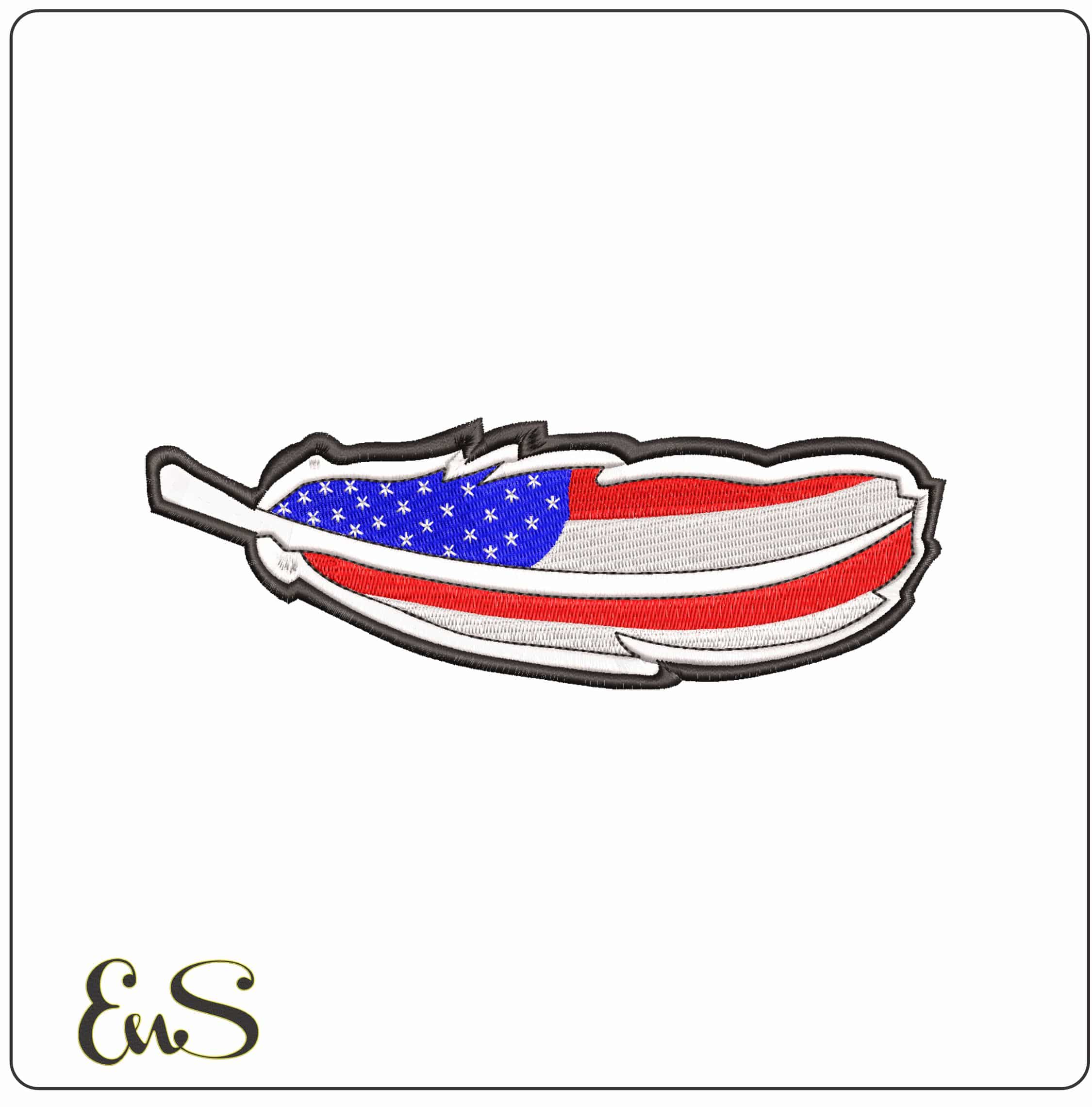 USA Feather- Elegant embroidery design file - instant download