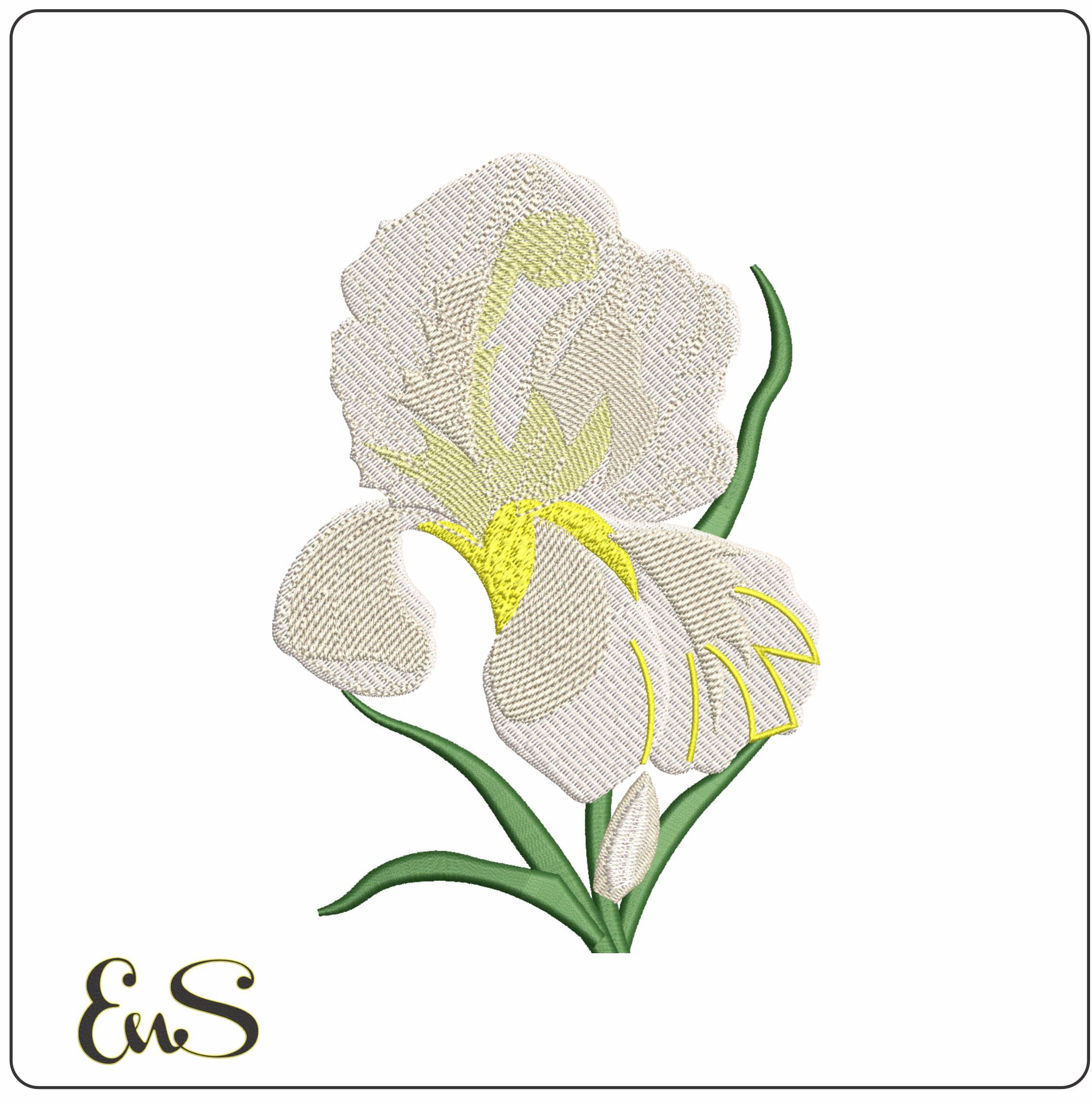 White Lilly- Elegant embroidery design file - instant download