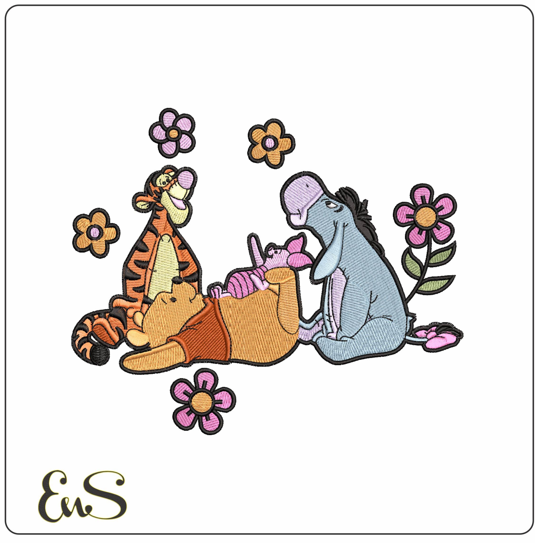 Winnie the Pooh and Friends- Elegant embroidery design file - instant download