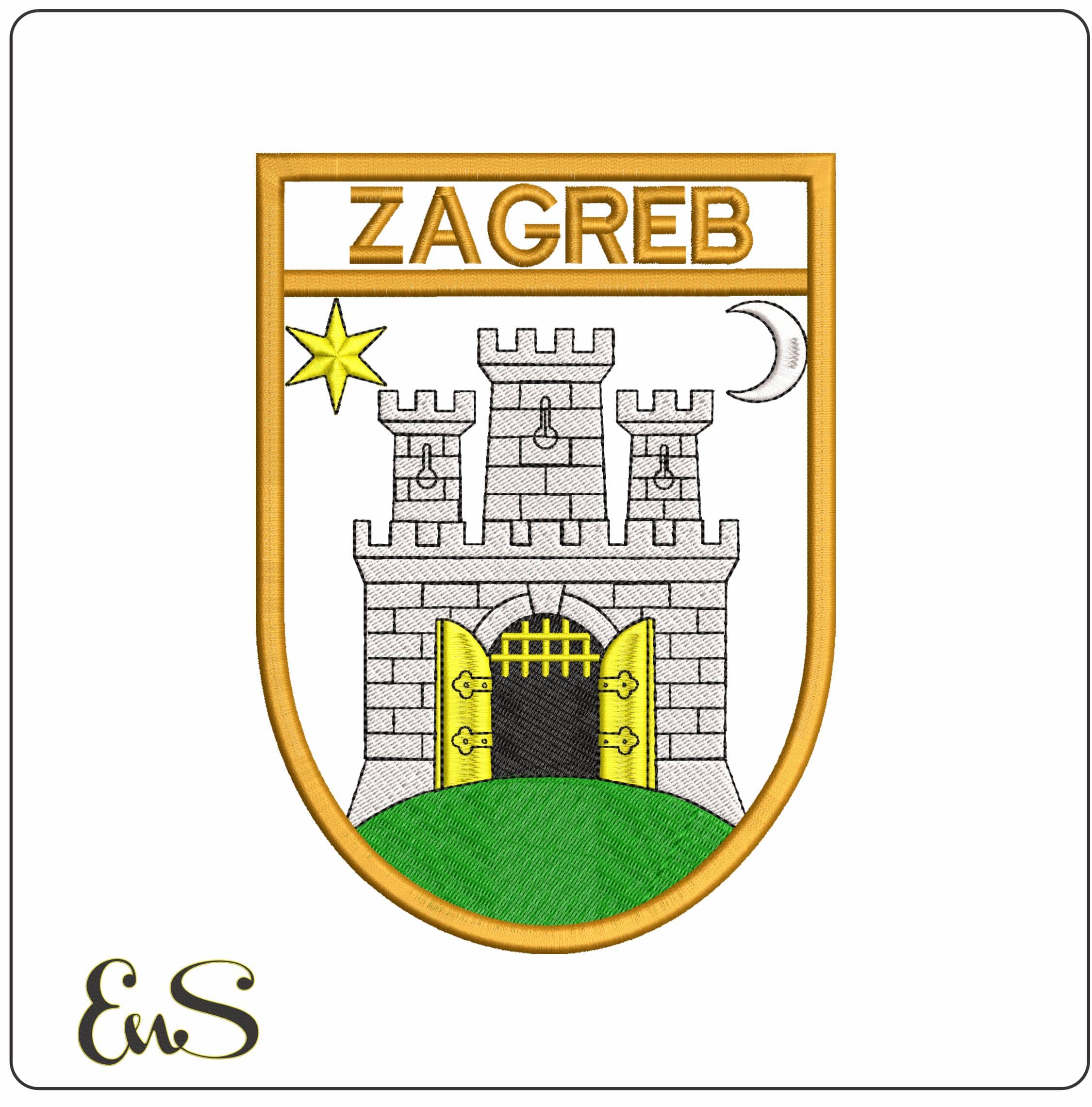 Zagreb Coat of Arms- Elegant embroidery design file - instant download