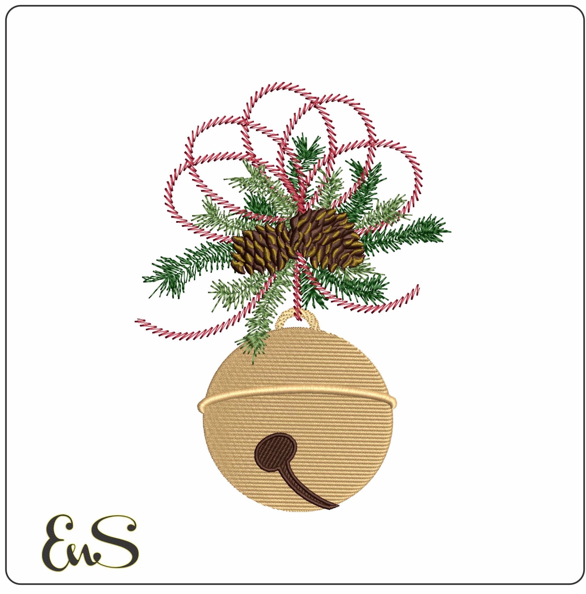 Christmas Bauble Bell- Elegant embroidery design file - instant download