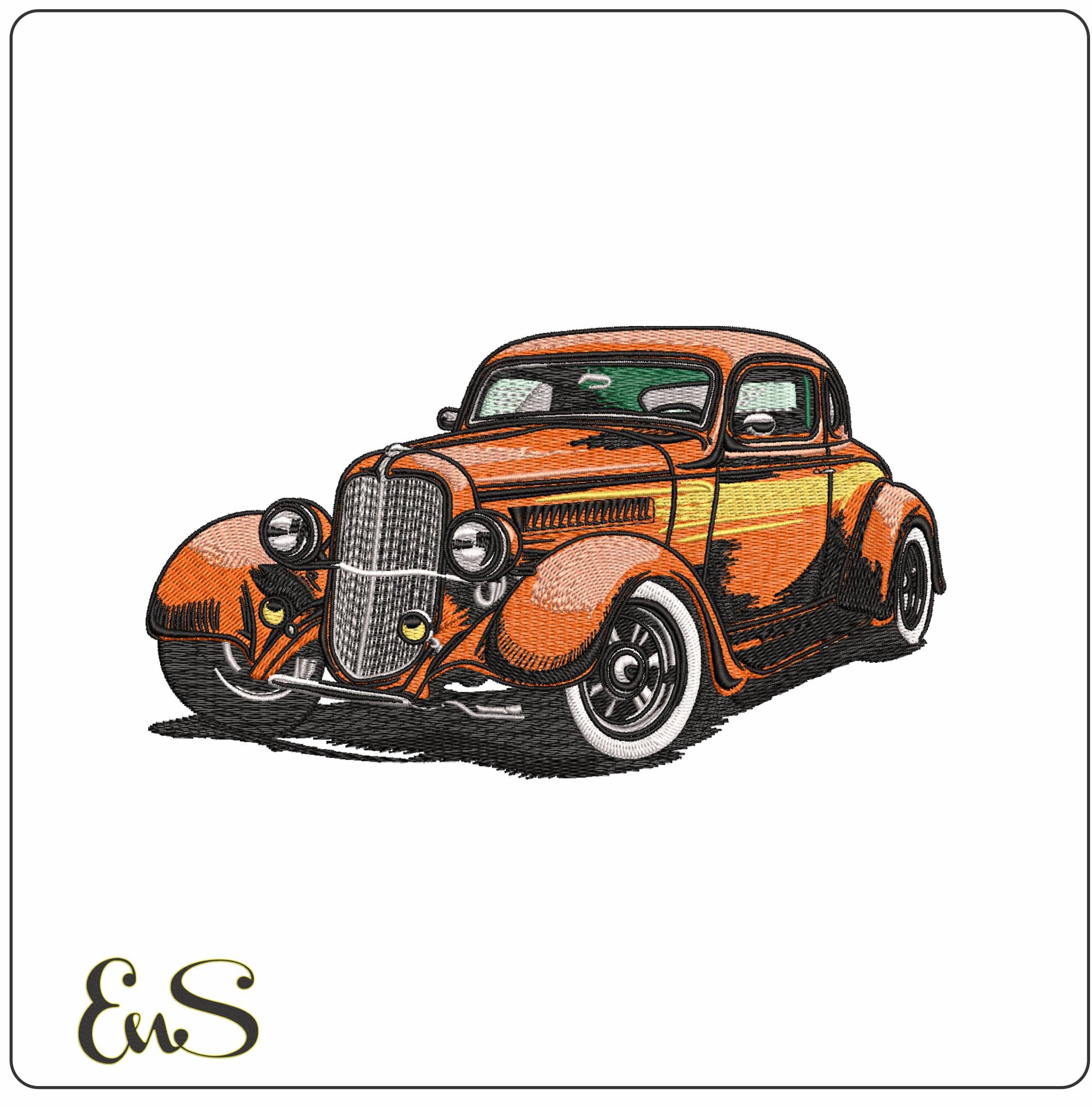 1950s lowered Hot Rod- Elegant embroidery design file - instant download