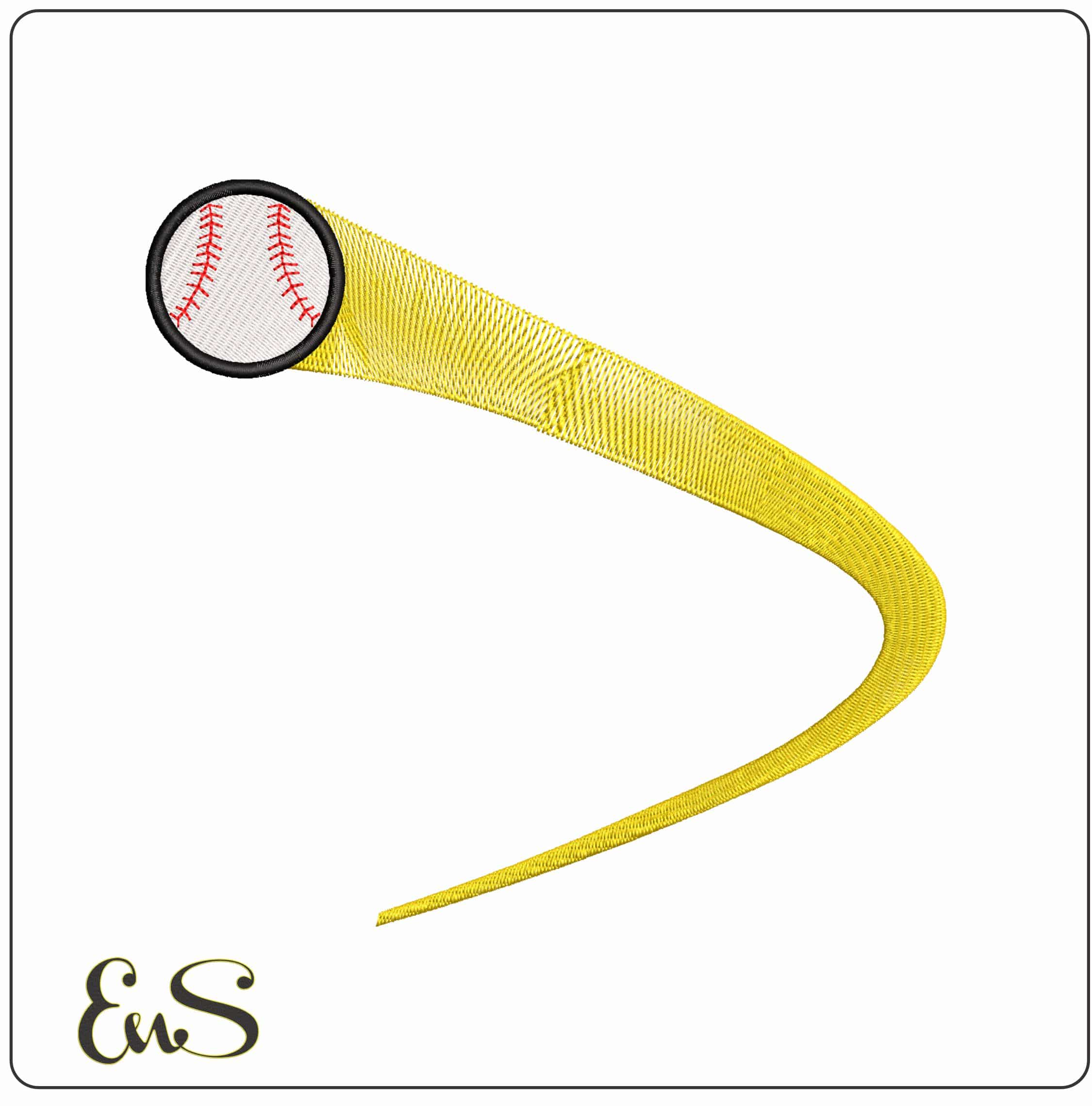 Baseball with Swoosh- Elegant embroidery design file - instant download