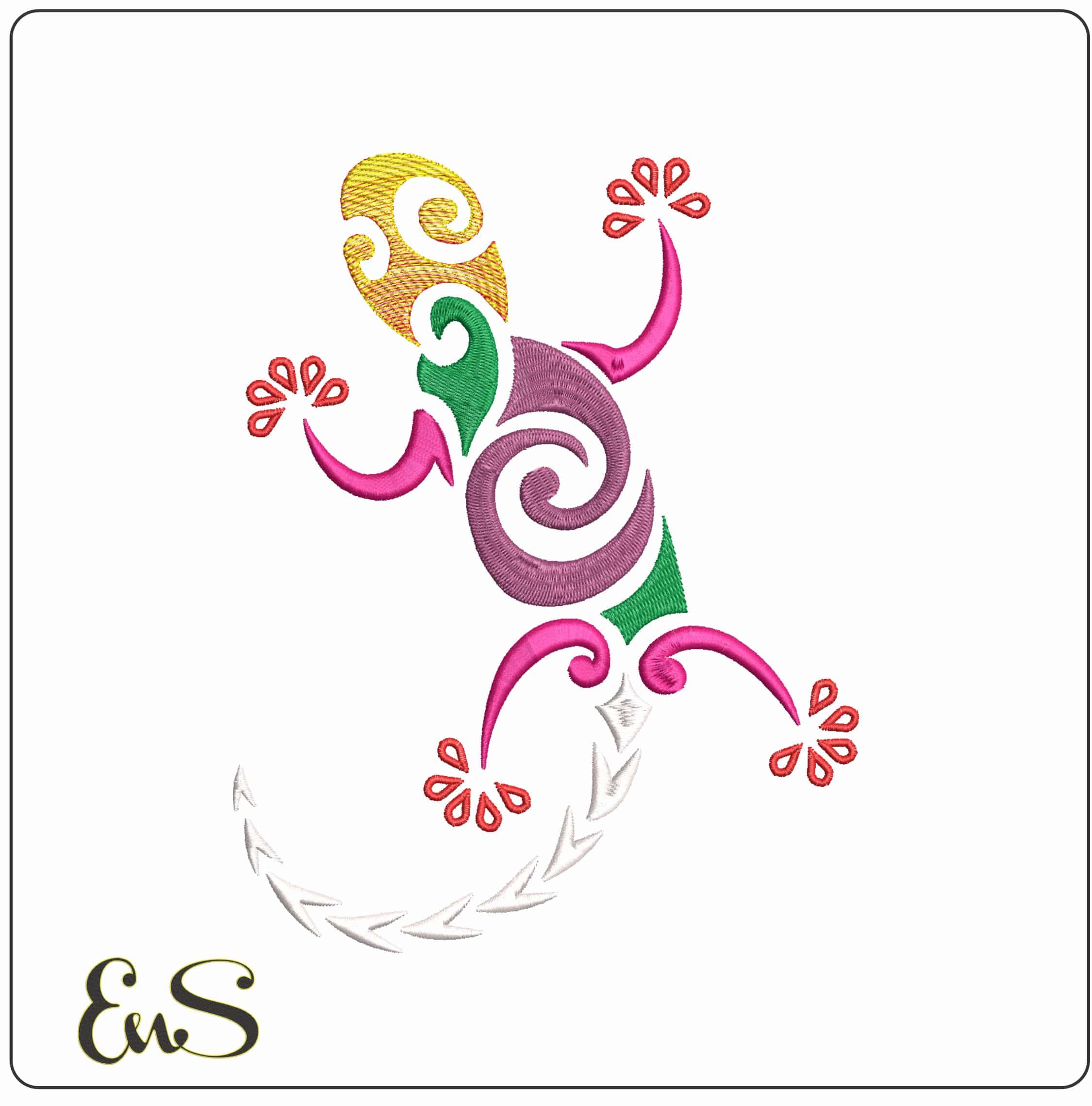 Camaleon Multicolor- Elegant embroidery design file - instant download