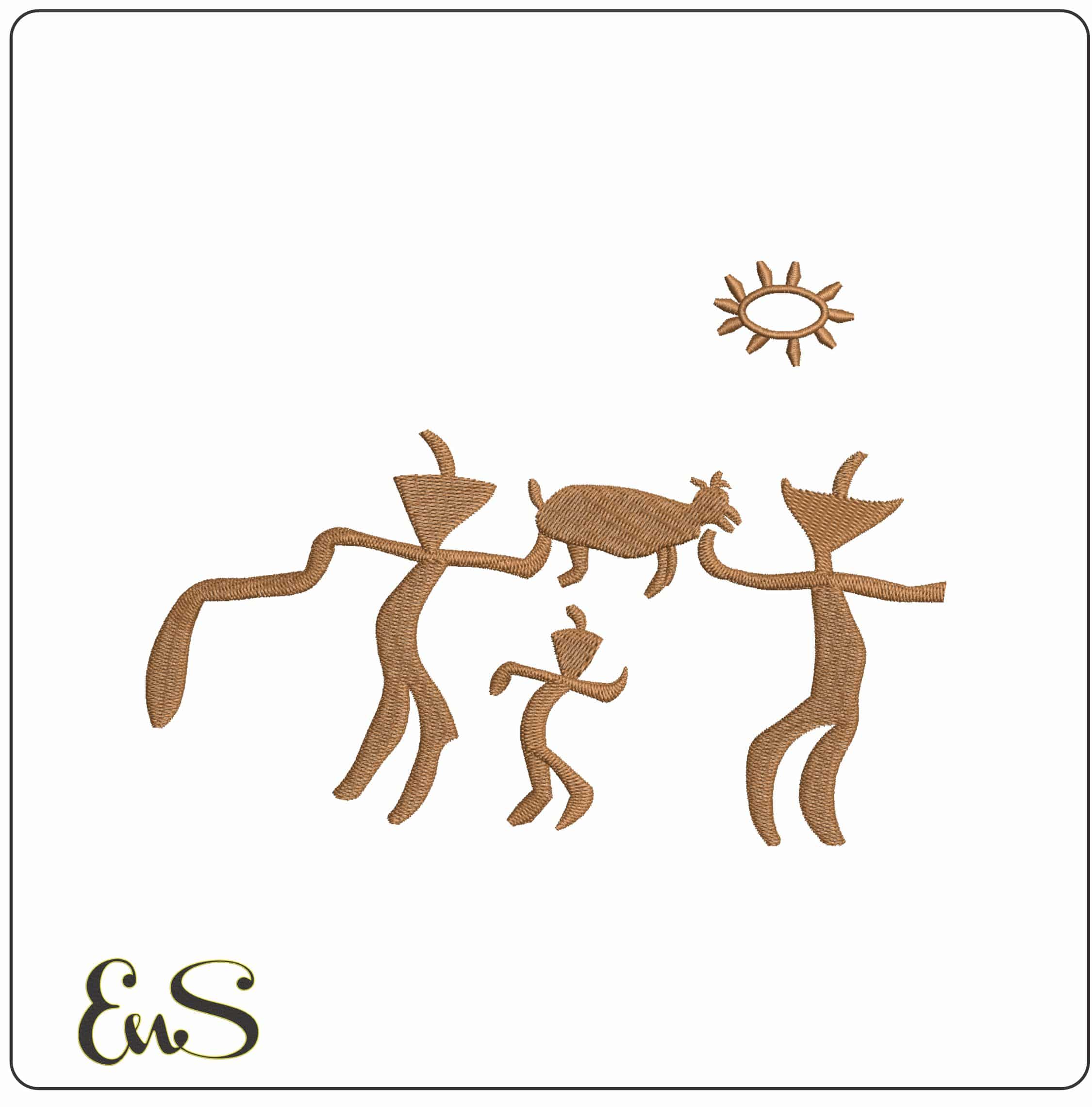 Caveman Drawing- Elegant embroidery design file - instant download