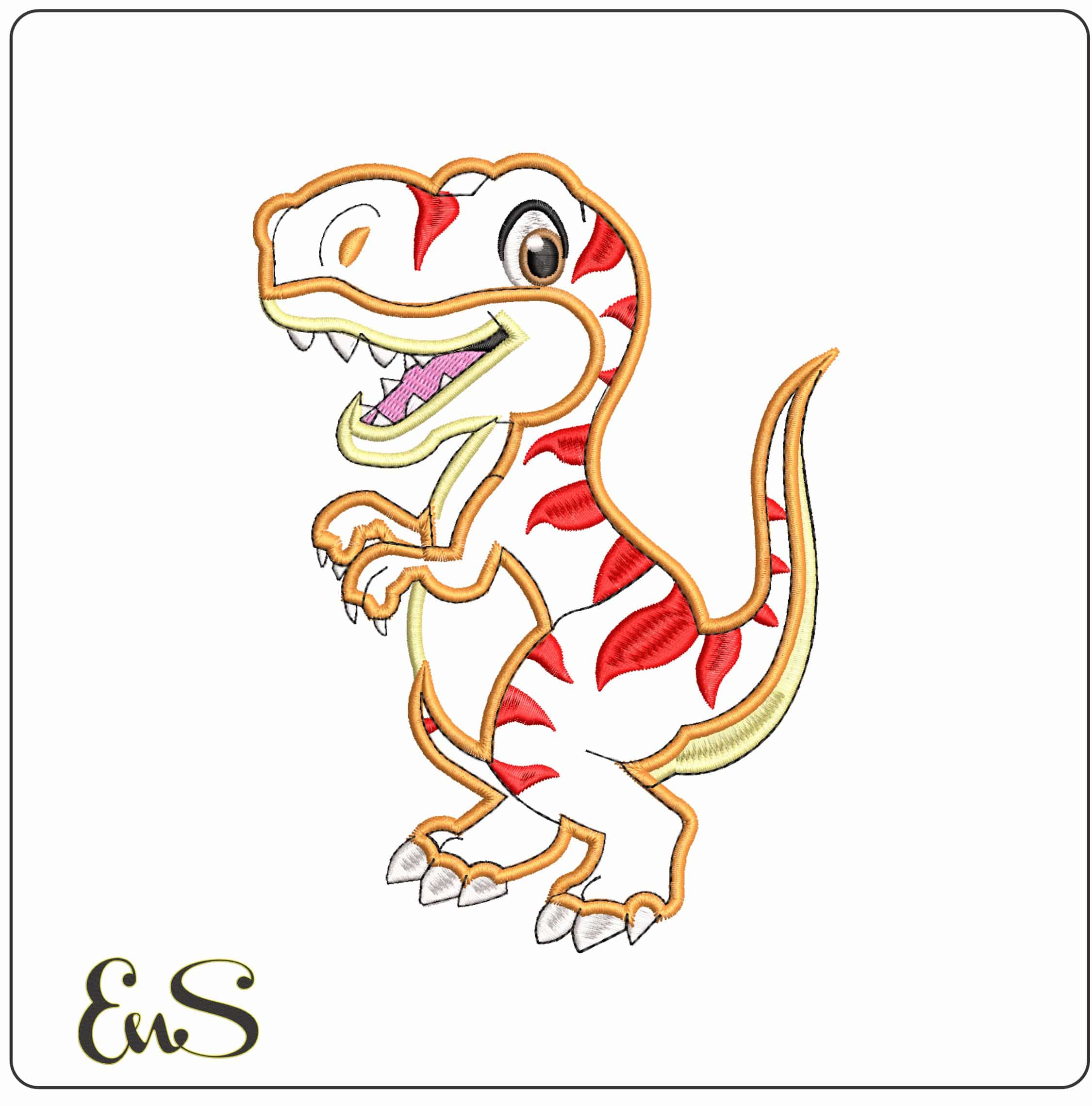 Children Dinosaur Applique - Elegant embroidery design file - instant download