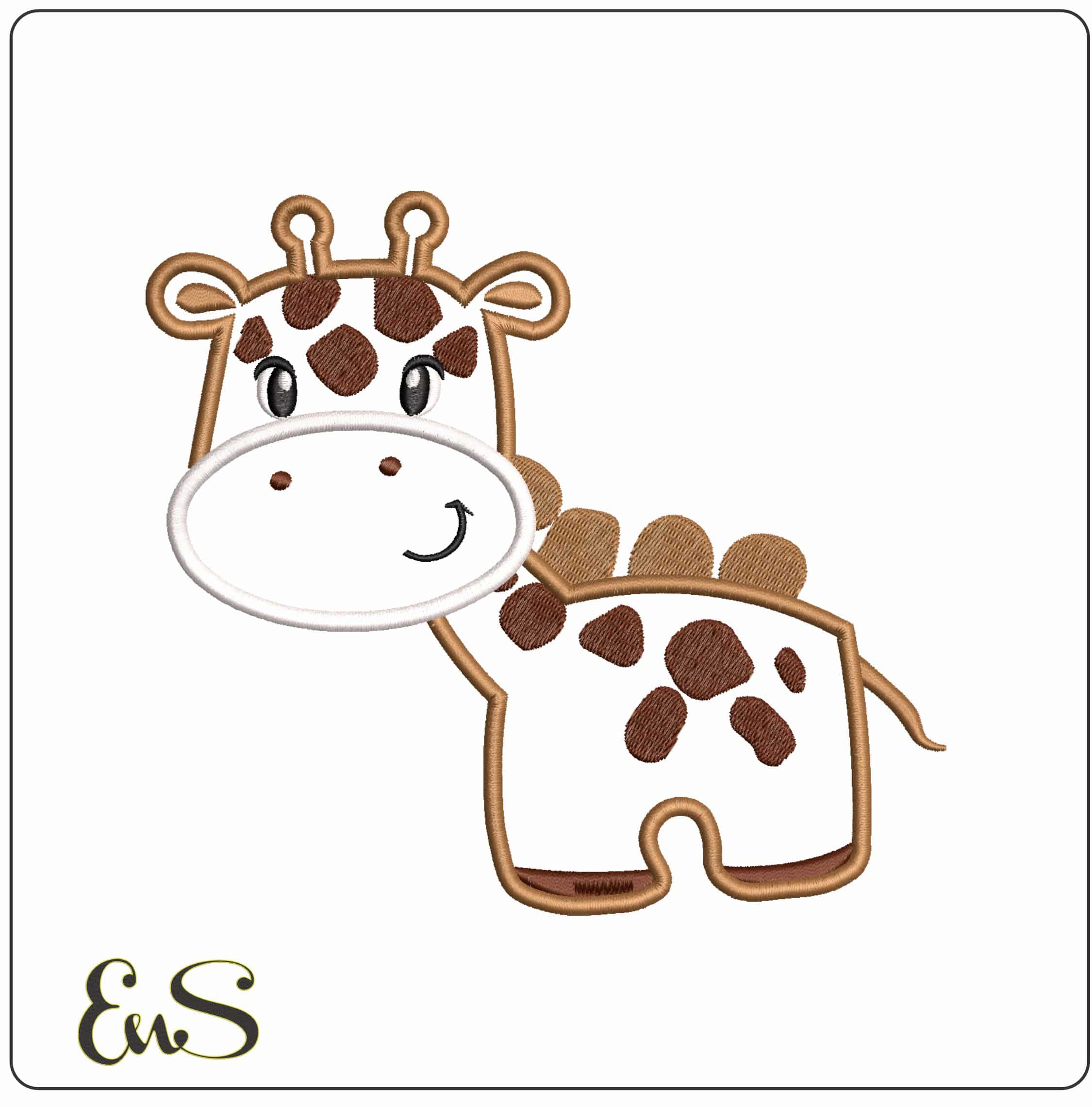 Children Giraffe Applique - Elegant embroidery design file - instant download