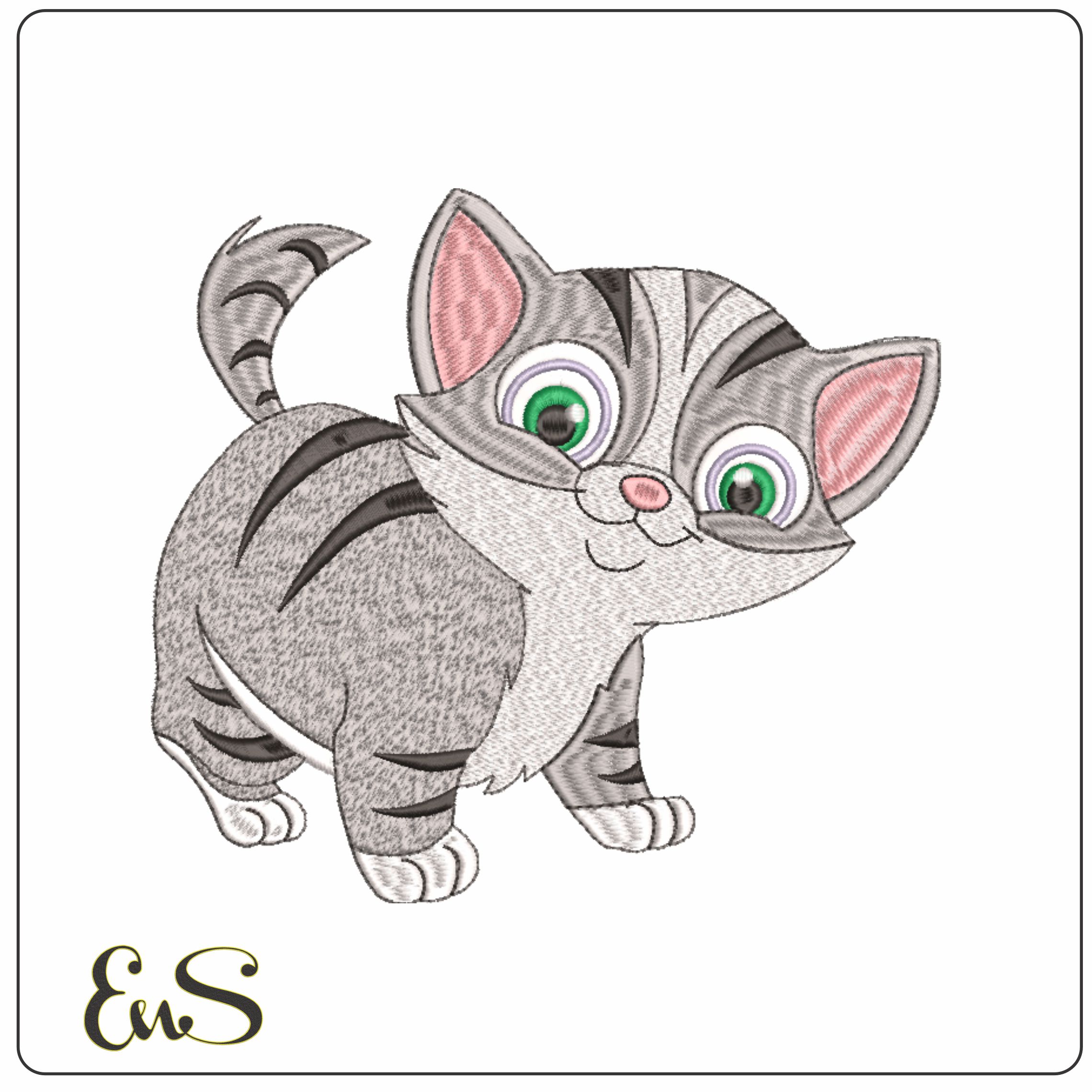 Cute Chubby Kitten- Elegant embroidery design file - instant download