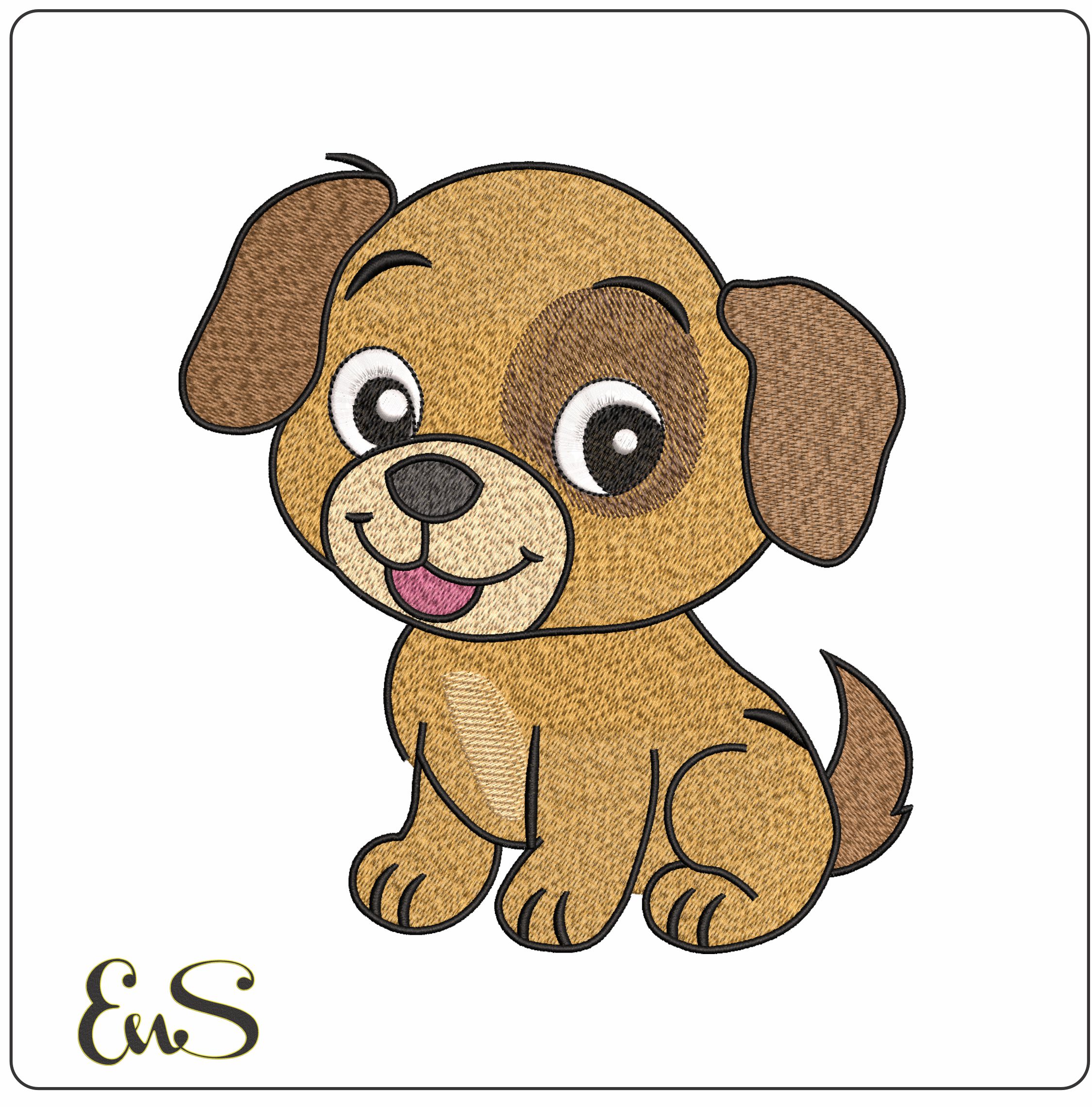 Cute Puppy- Elegant embroidery design file - instant download