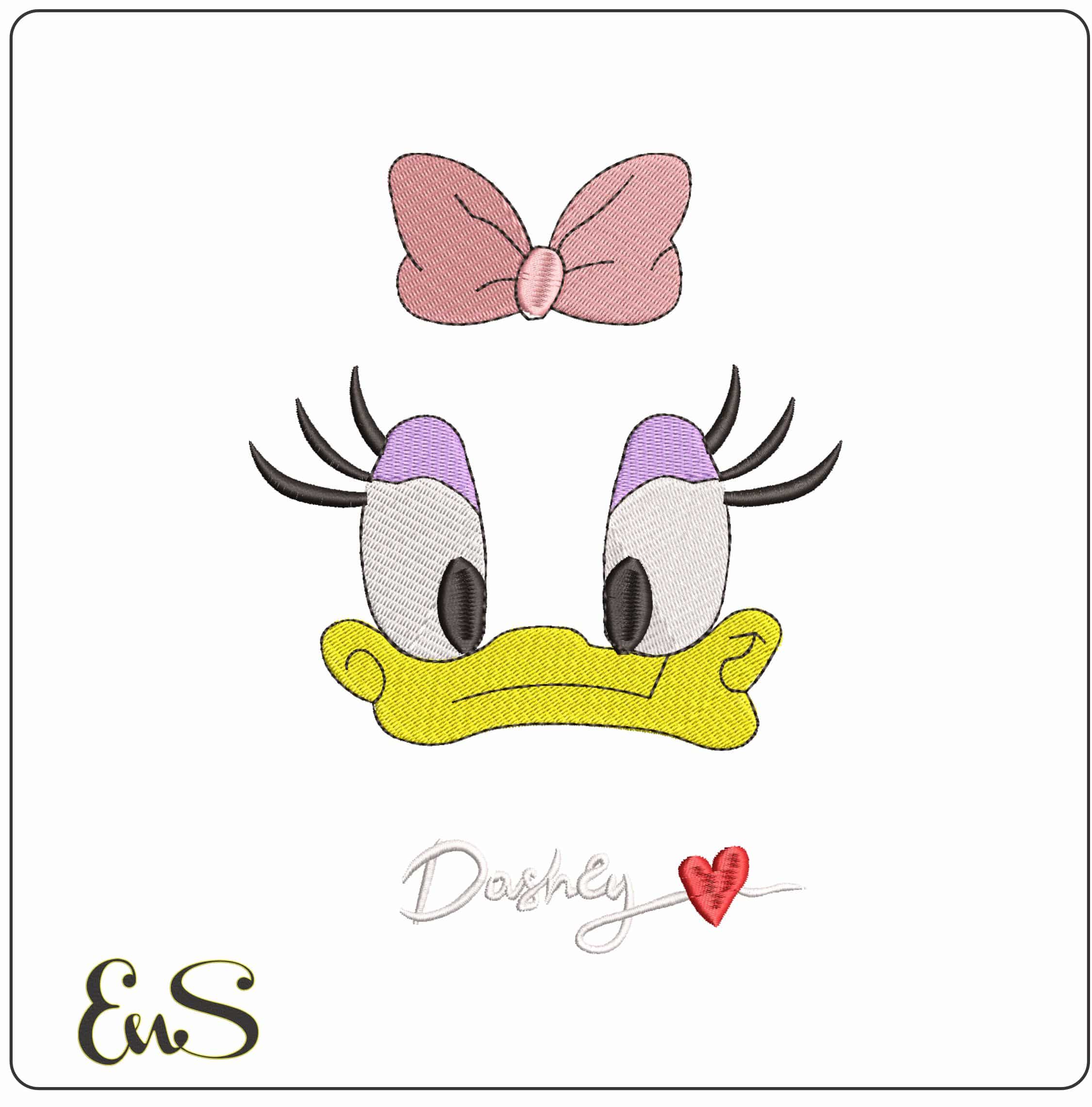 Daisy Duck Eyes and Name- Elegant embroidery design file - instant download