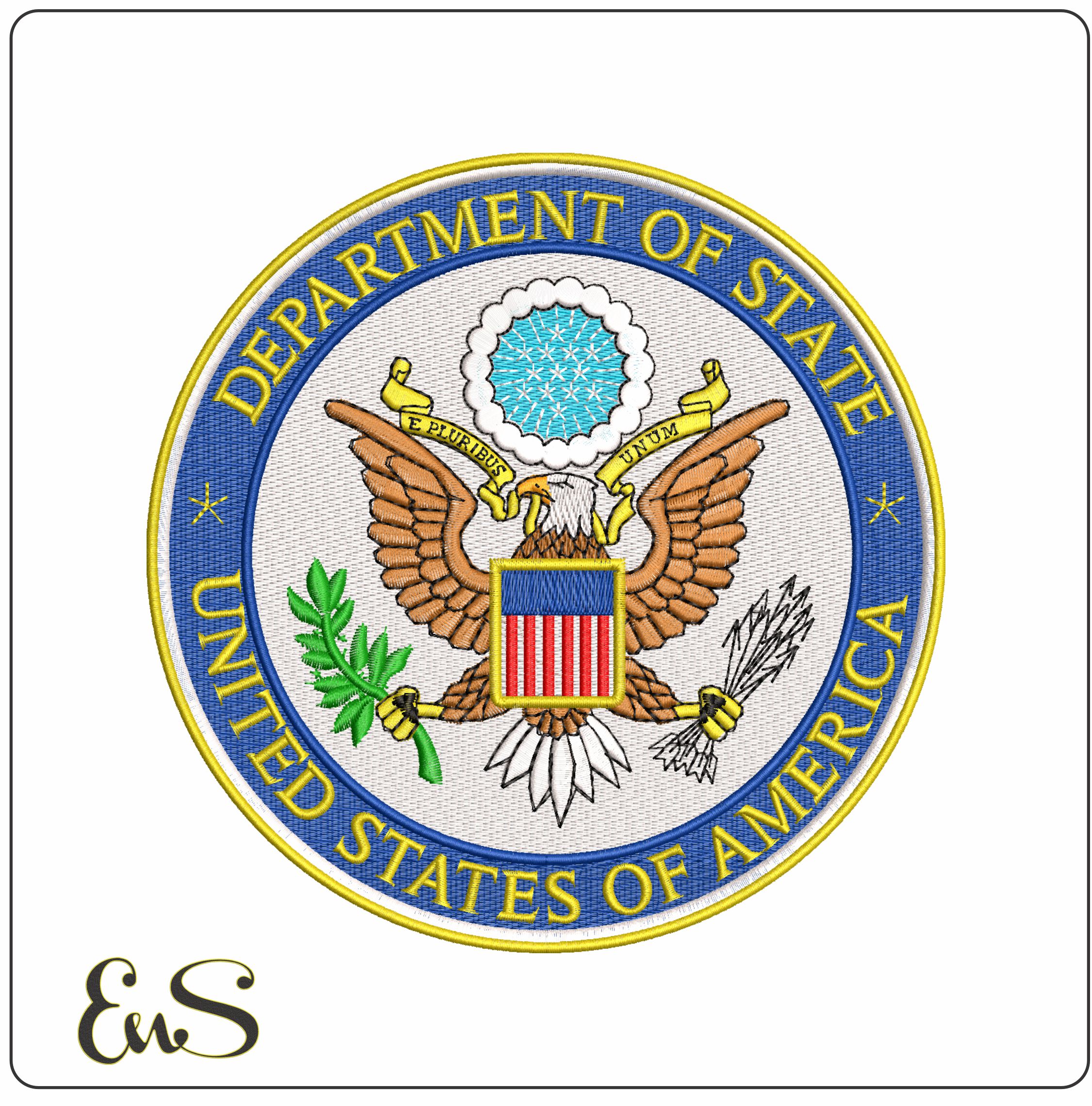 Department of State Emblem- Elegant embroidery design file - instant download