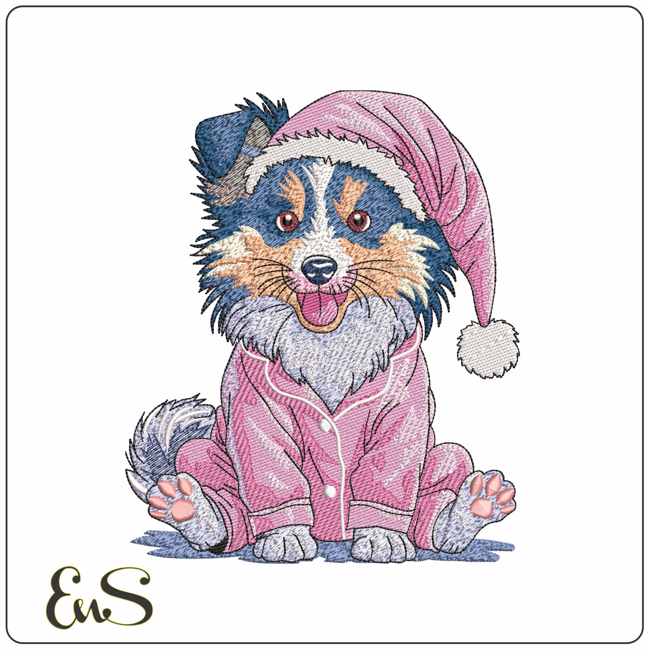 Dog in PJs- Elegant embroidery design file - instant download