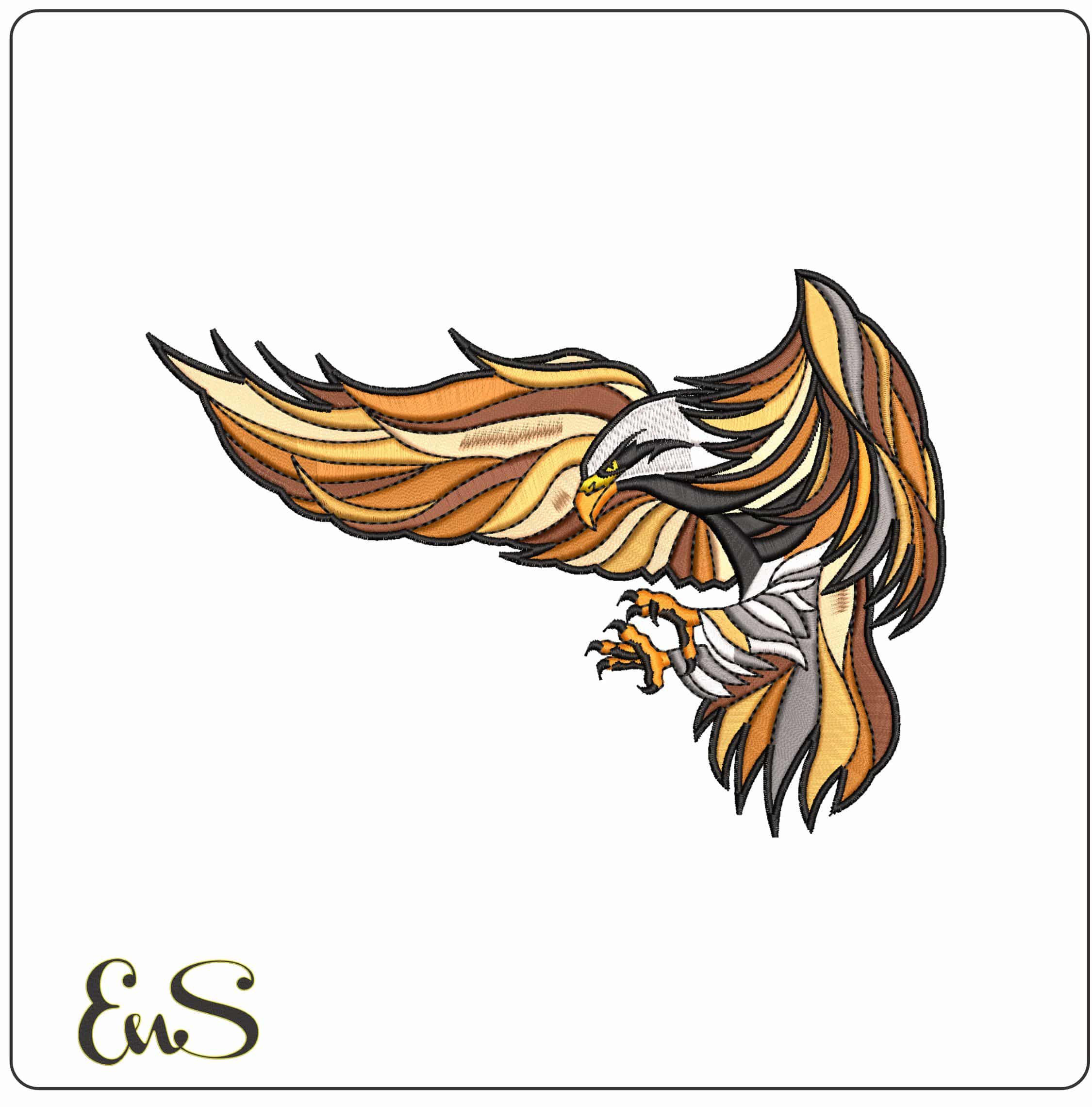 Eagle Swooping for Prey- Elegant embroidery design file - instant download