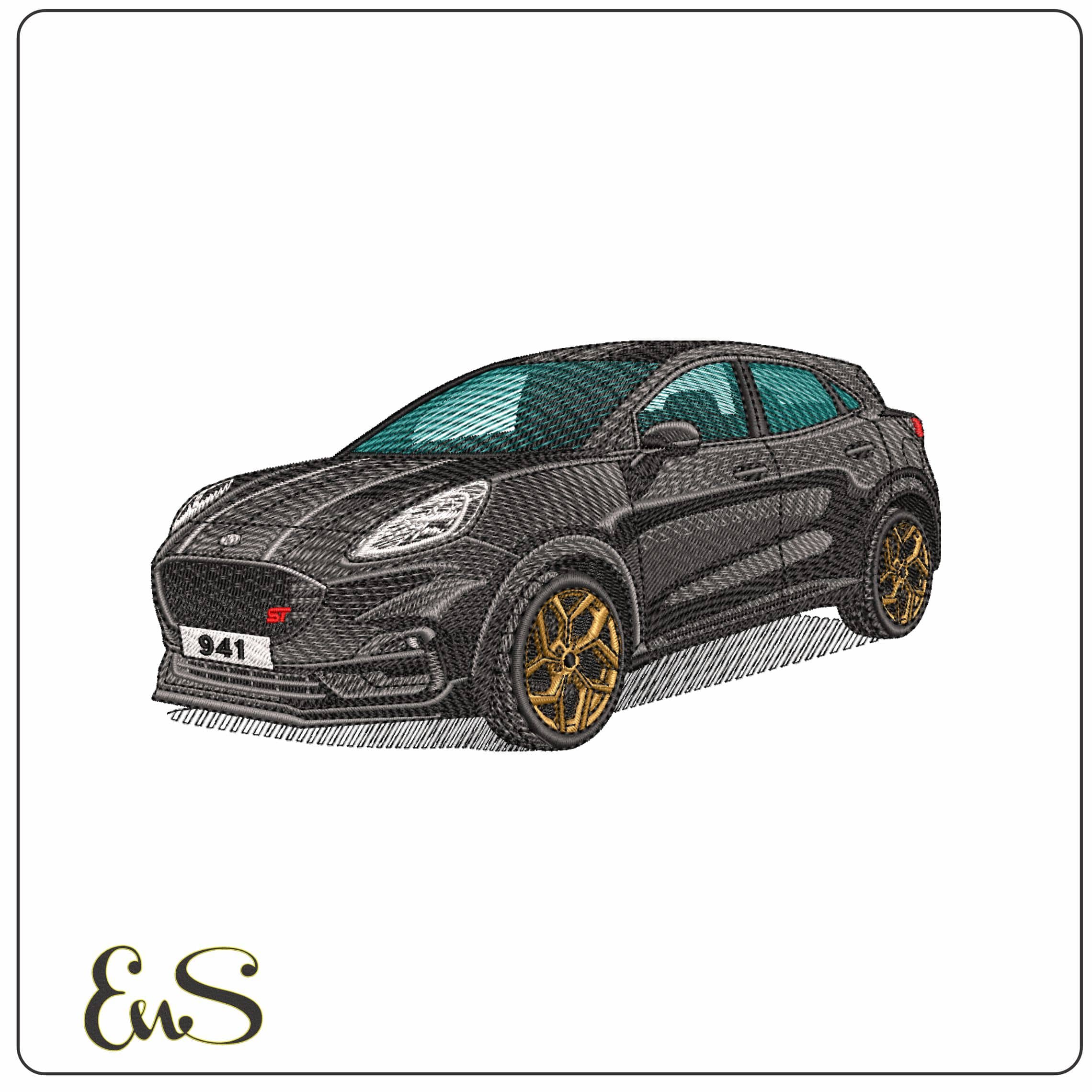 Ford Puma ST Gold Edition- Elegant embroidery design file - instant download